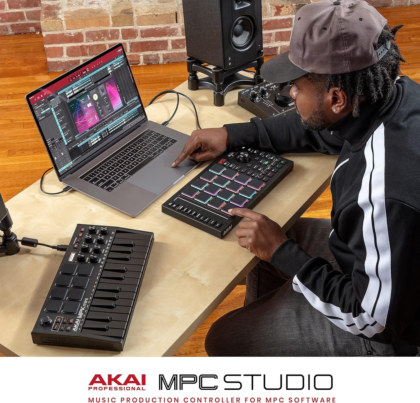 MPC Studio MIDI Controller Beat Maker with 16 Velocity Sensitive RGB Pads, Full MPC 2 Software, Assignable Touch Strip & LCD Display