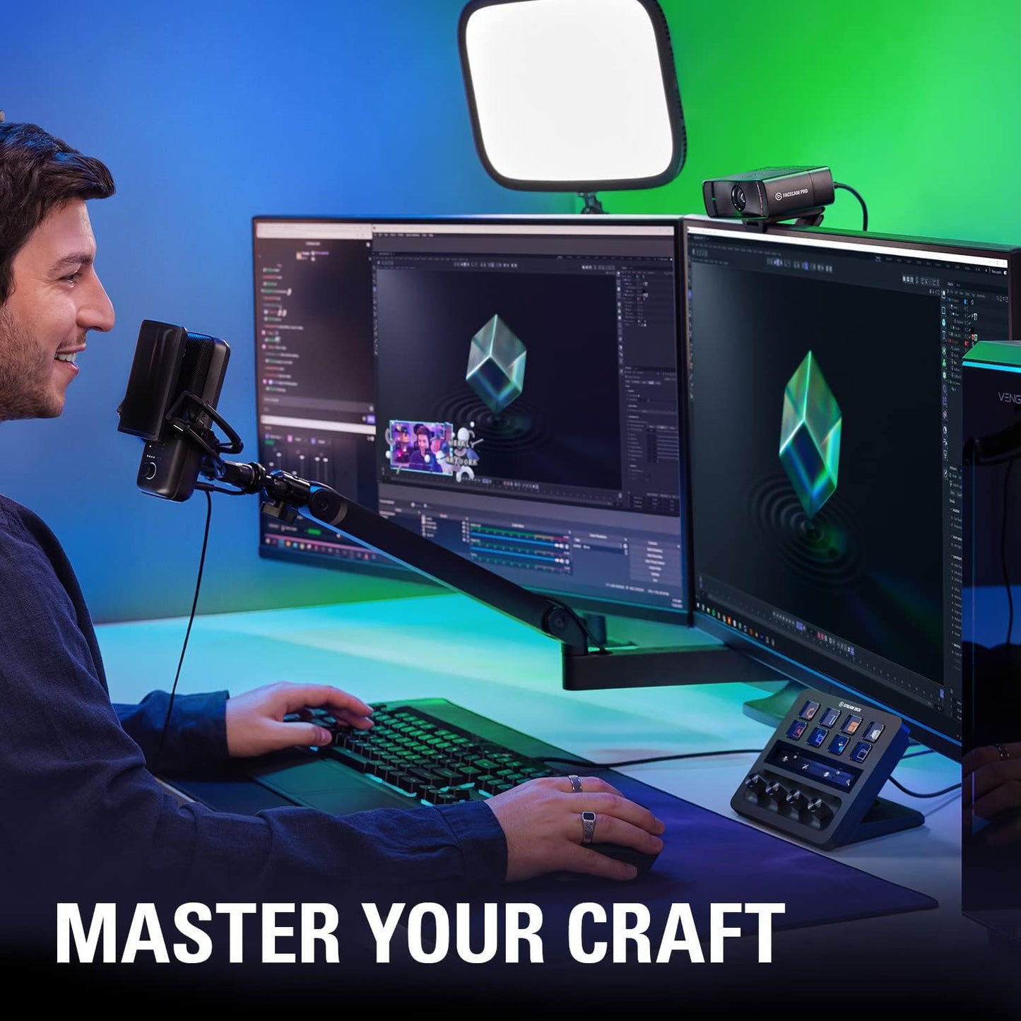 Stream Deck +, Audio Mixer, Production Console and Studio Controller for Content Creators, Streaming, Gaming, with Customizable Touch Strip Dials and LCD Keys, Works with Mac and PC