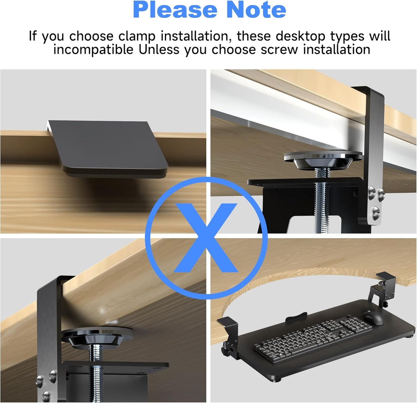 Keyboard Tray under Desk Large C-Clamp 25.6β (30β Including Clamps) X 11.8β Slide-Out Platform Computer Drawer Pull Out Keyboard & Mouse Tray Black DSF4