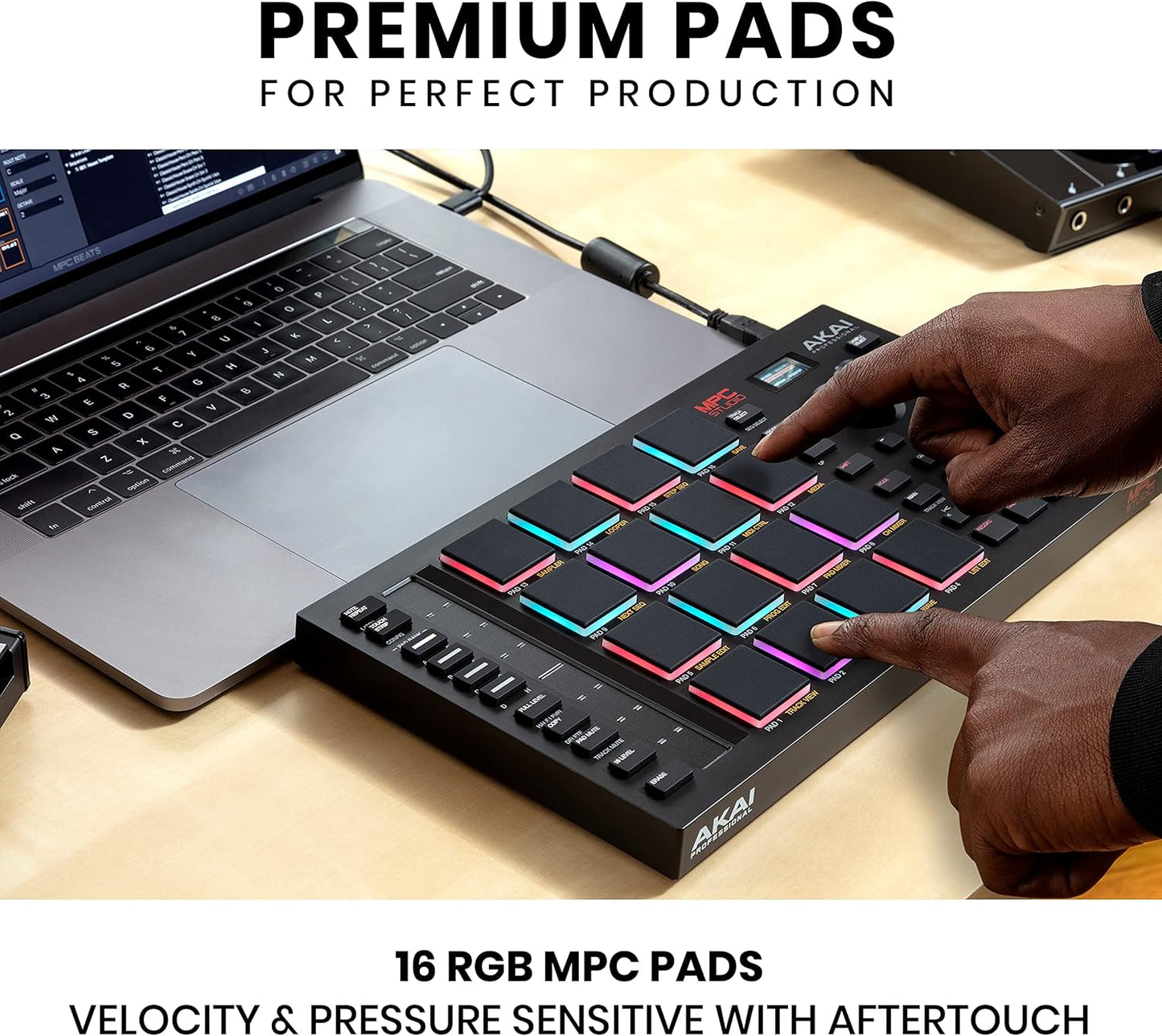 MPC Studio MIDI Controller Beat Maker with 16 Velocity Sensitive RGB Pads, Full MPC 2 Software, Assignable Touch Strip & LCD Display