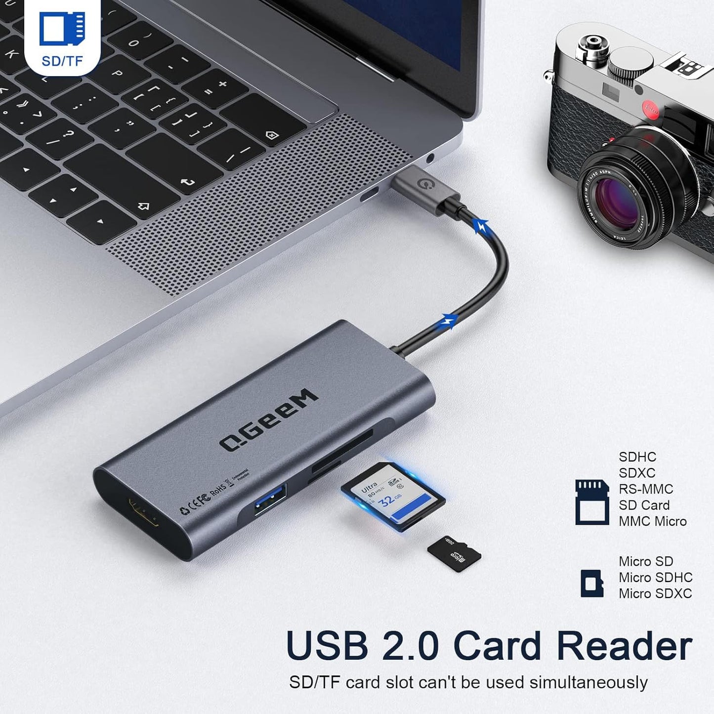 USB C Hub, USB C 4K HDMI Adapter,7 in 1 USB C Dongle with 100W PD,USB 3.0, Card Reader, Compatible for Macbook Iphone 15/16 Ipad Pro Max,Chromebook Laptop USB C Dock-Classic Grey