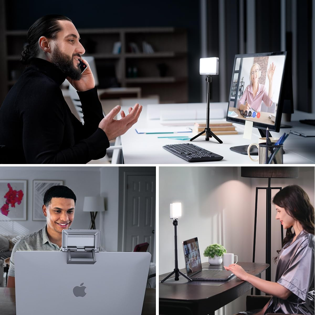 1Unit Zoom Lighting for Computer, 30 Light Modes, Portable Video Conference Lighting for Laptop, Ring Light for Desk, Zoom Call, Video Call, Video Conferencing, Remote Working Space Gray