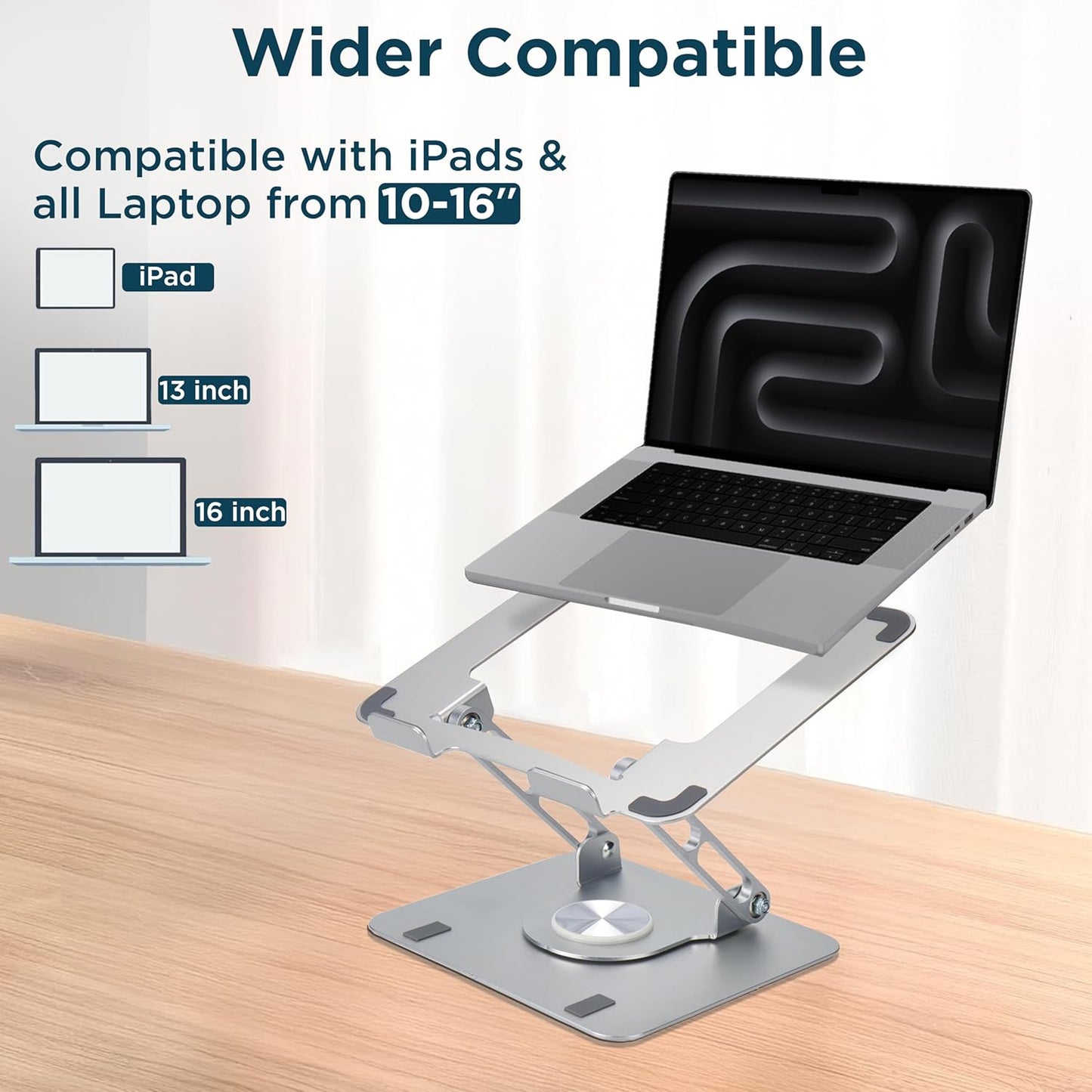 Swivel Laptop Stand for Desk, Adjustable Computer Ipad Stand for Desk W/ 360 Rotation, Portable Laptop Holder for Home Office Ergonomic Supplies