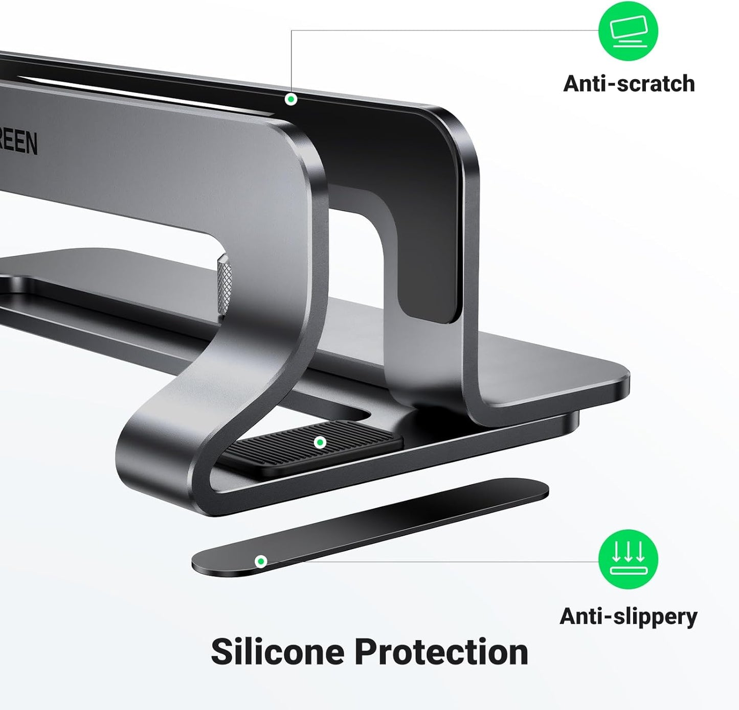 Vertical Laptop Stand Holder for Desk Compatible with Macbook Pro, Macbook Air Stand Vertical Aluminum Adjustable for up to 17.3 Inch Gaming Laptop, Gray