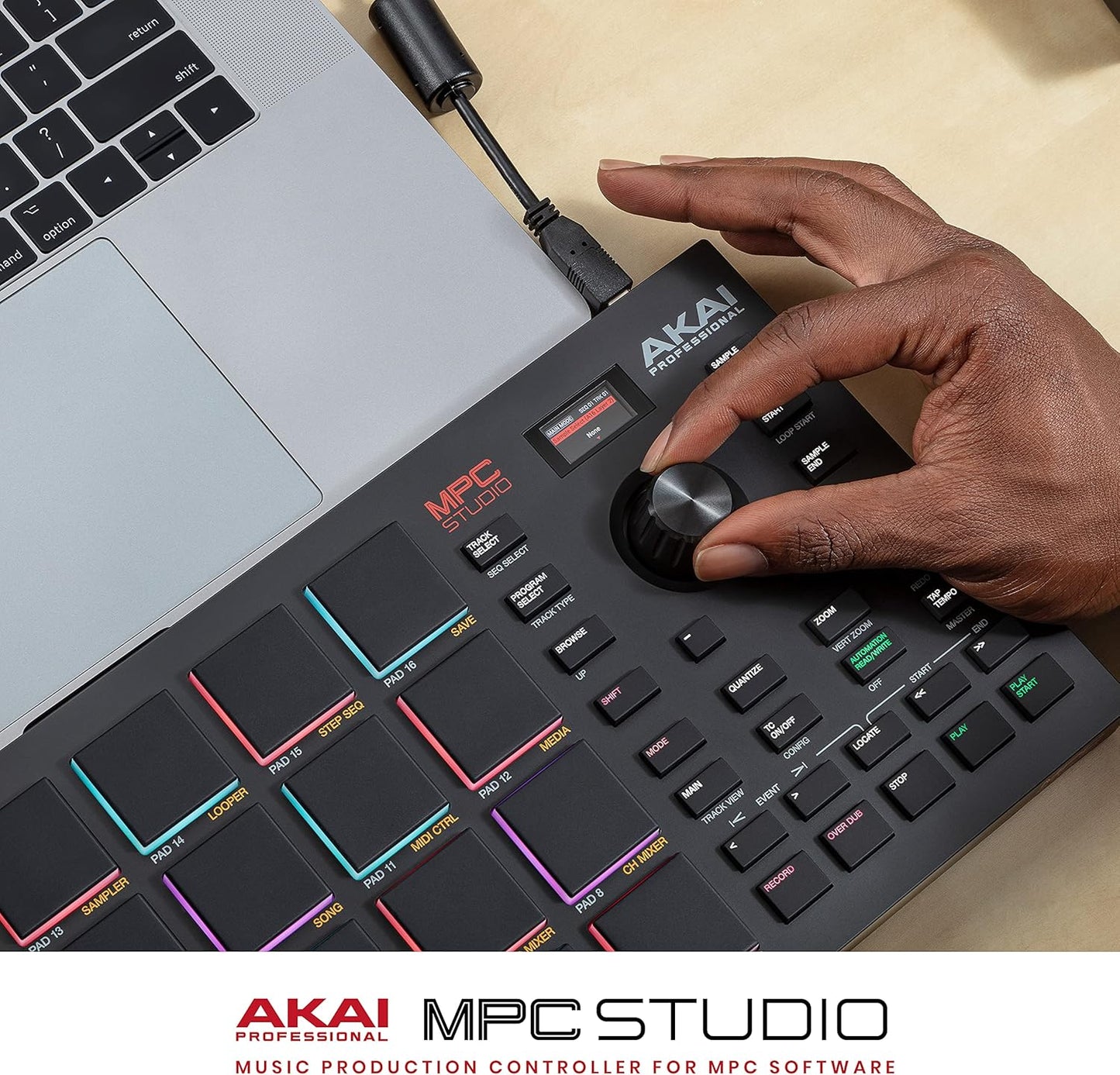 MPC Studio MIDI Controller Beat Maker with 16 Velocity Sensitive RGB Pads, Full MPC 2 Software, Assignable Touch Strip & LCD Display