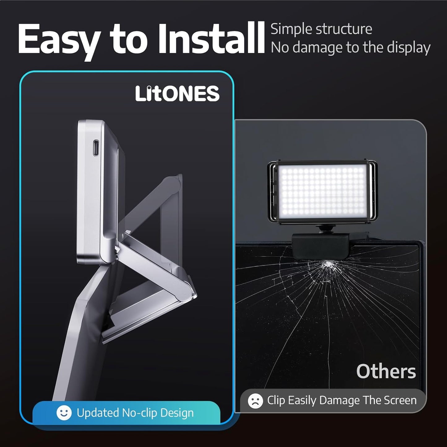 1Unit Zoom Lighting for Computer, 30 Light Modes, Portable Video Conference Lighting for Laptop, Ring Light for Desk, Zoom Call, Video Call, Video Conferencing, Remote Working Space Gray