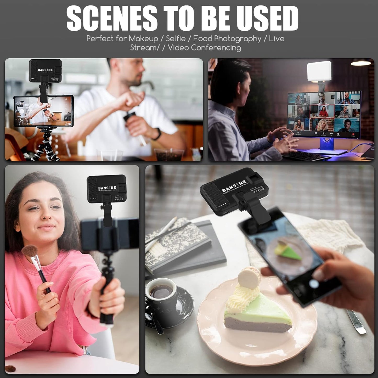 Selfie Light - Usb-Rechargeable LED Phone Light - Portable Photo Light with 97+ CRI, up to 6500K Color Temperature for Selfie, Zoom Conference, Video, Makeup and Live Stream