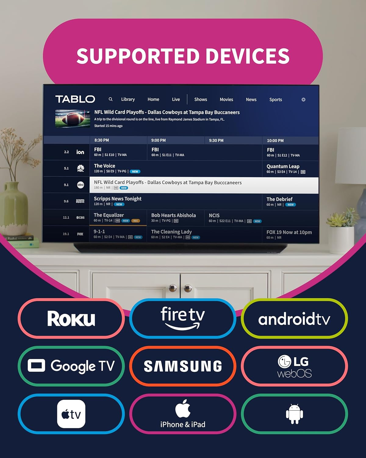 Tablo 4Th Gen 2-Tuner Over-The-Air (OTA) DVR - Watch, Pause & Record Live TV, News, Sports & Movies Throughout Your Home over Wi-Fi - Pairs W/Any TV Antenna - 50+ Hrs Recording - No Subscriptions