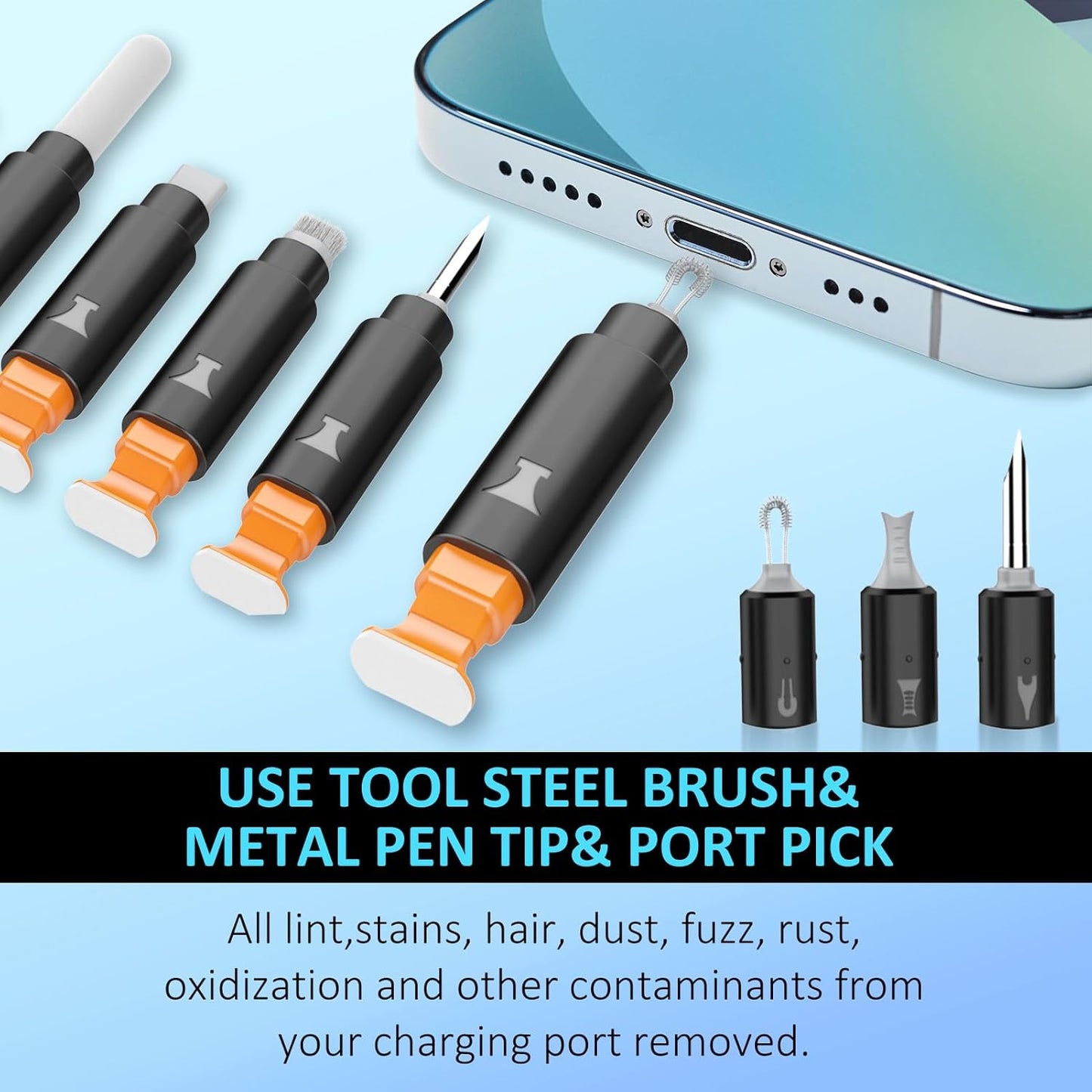 for Iphone Cleaning Kit for Charging Port Cleaner, Cleaner Kit for Airpod Multi-Tool Iphone Cleaner Repair Lightning Cable for Ipad Connector Airpod Speaker Compact Portable with Storage Case