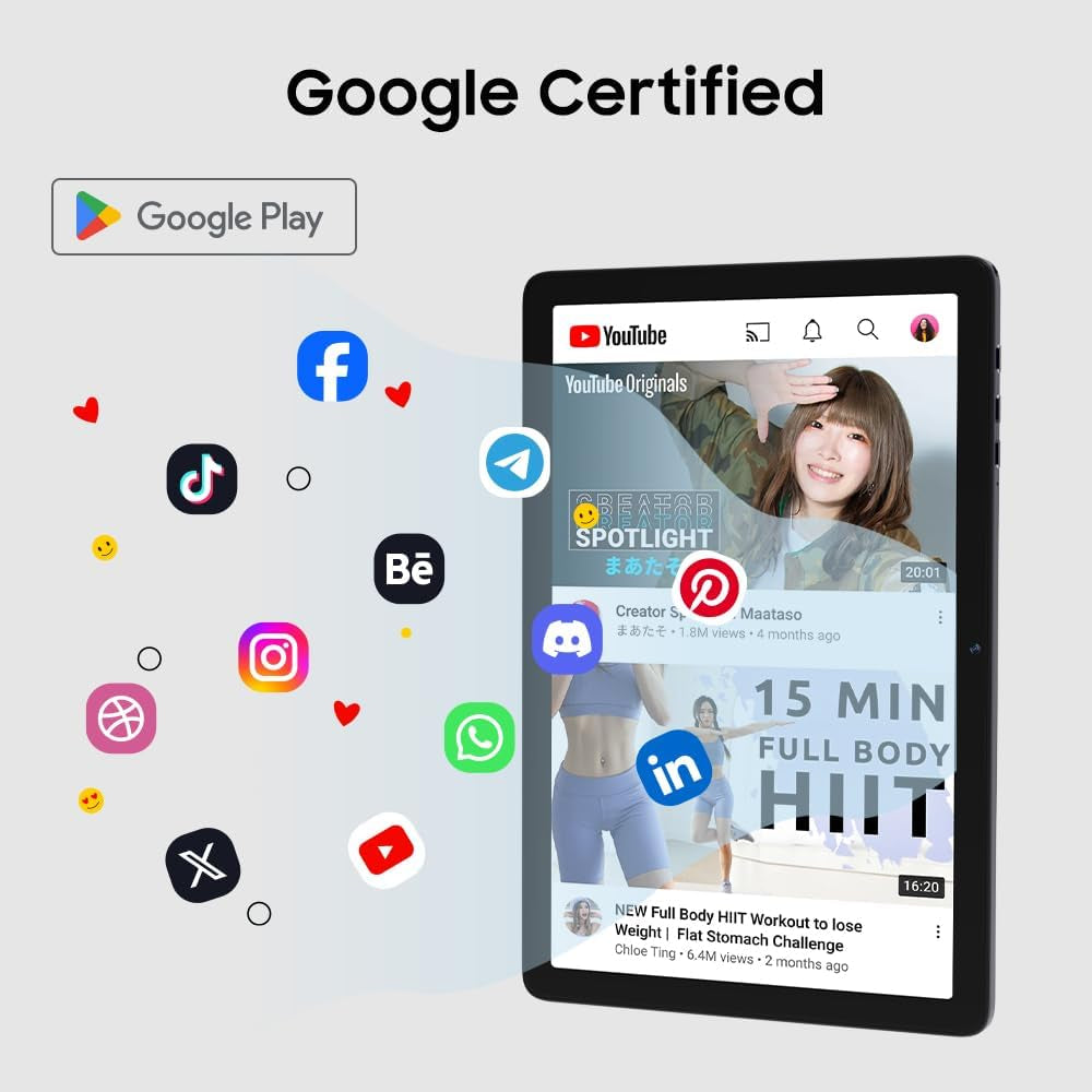 10" Tablet, 2025 Android 14 with Octa-Core Processor, 8GB&64GB Storage(Expand to 512GB), Metal Casing Upgrade, Dual Camera, Wifi 6&Bth 5, 5000Mah Battery
