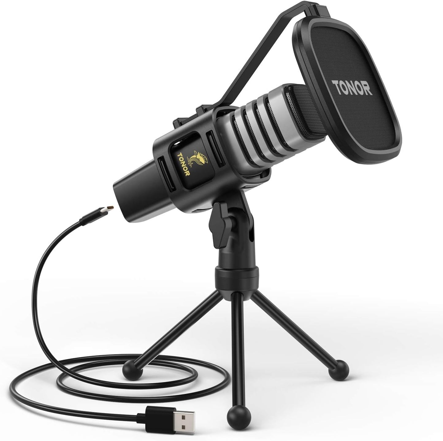 USB Microphone for PC, Cardioid Condenser Computer Mic with Tripod Stand, Pop Filter, Shock Mount for Gaming, Streaming, Podcasting, Youtube