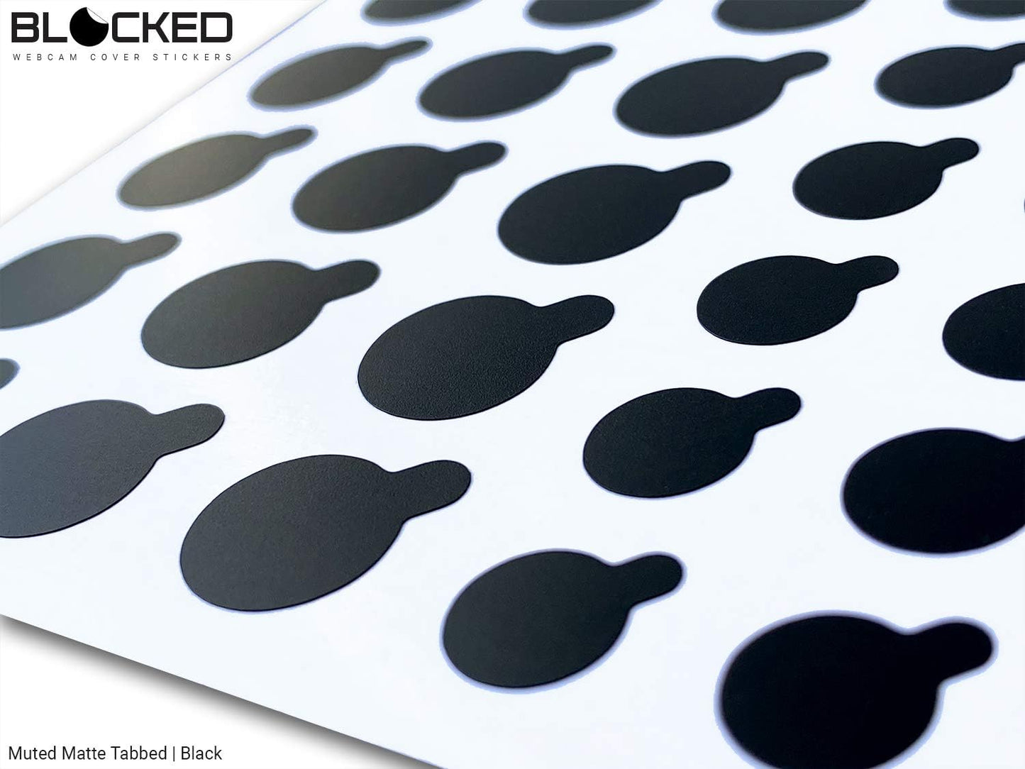 Webcam/Camera Vinyl Covers | Low-Tack Restickable Webcam Sticker | Multiple Sizes | Black 57-Pack Tabbed (Muted Matte)