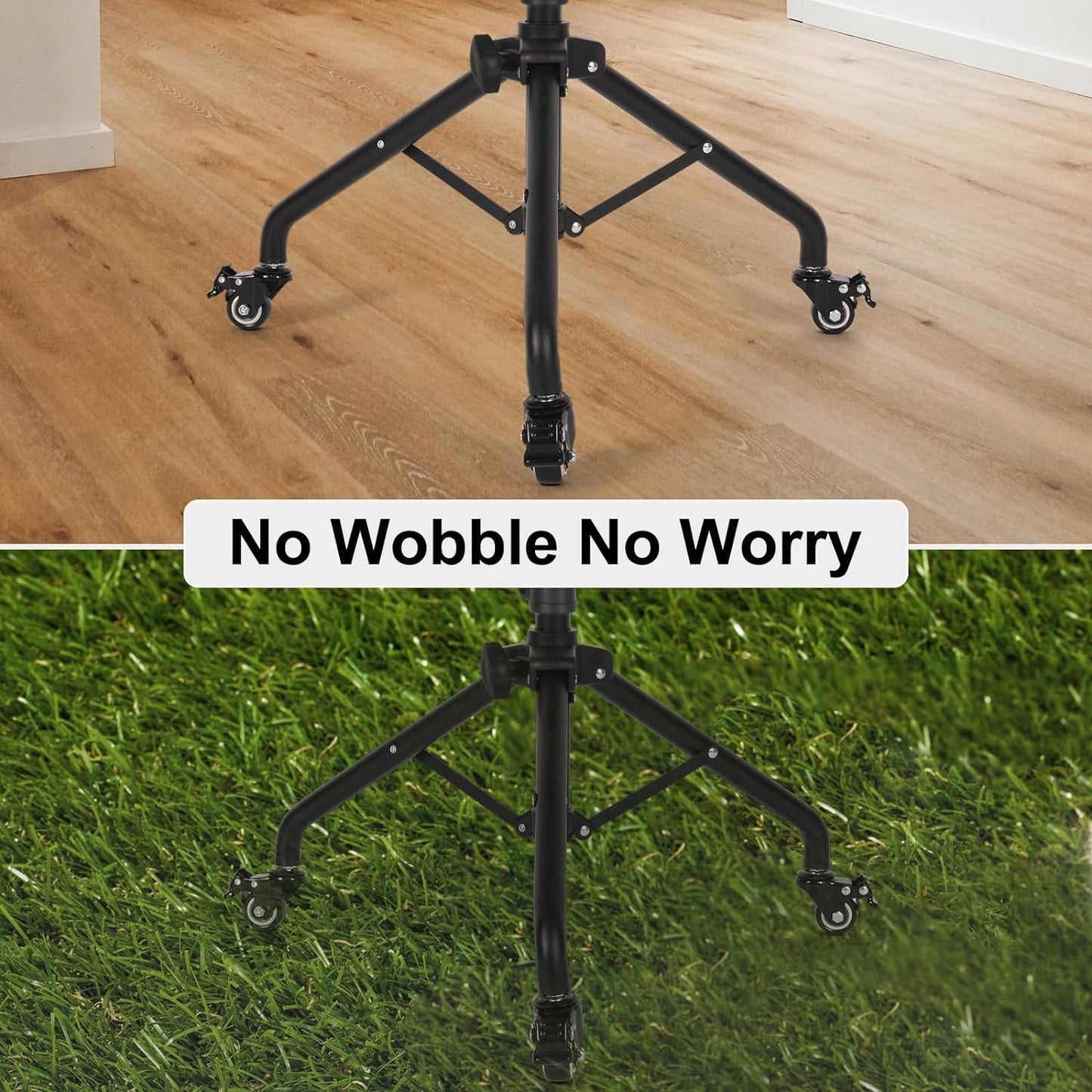 Laptop Tripod on Wheels with 2 Shelves, Portable Projector Floor Stand Adjustable Height 25.9 to 51.8 Inch with Phone Holder