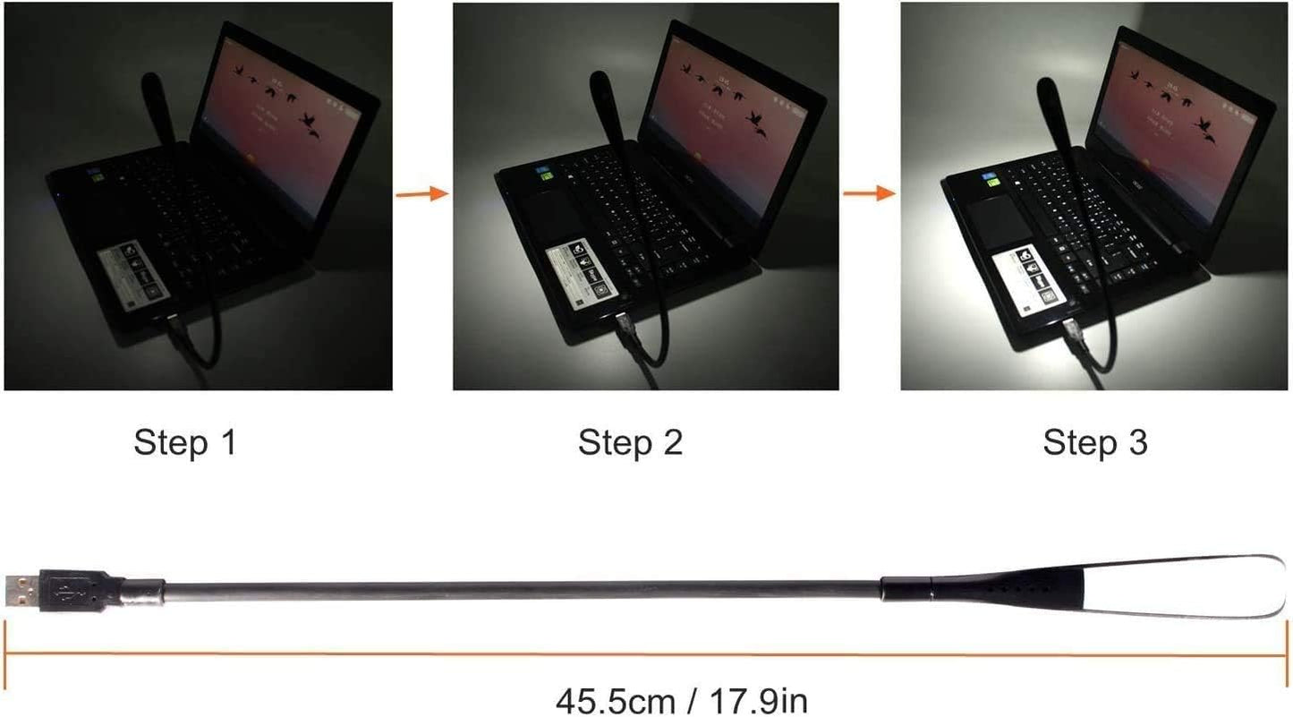 Dimmable USB Lamp, Flexible Keyboard Light, Mini USB Light for Laptop (14-Led-Bead, 3-Level Adjustable Brightness, On/Off Touch Switch, Black)