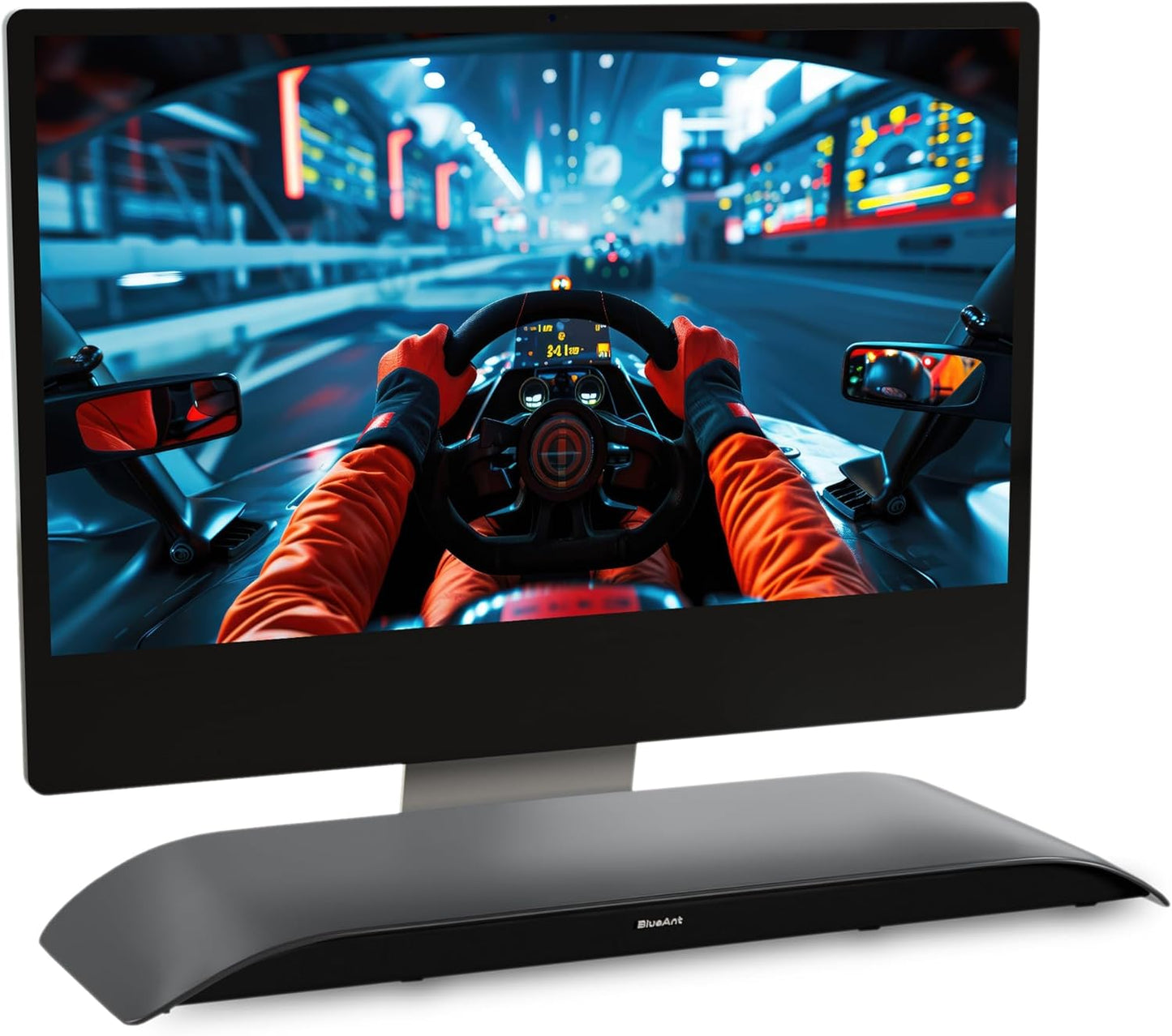 Soundblade under Monitor Soundbar, Powerful 120 Watt, 2.1 Channel USB-C, Bluetooth 5.3 Desktop Speaker for PC, Mac for Streaming Content, Music and Gaming. (Charcoal)