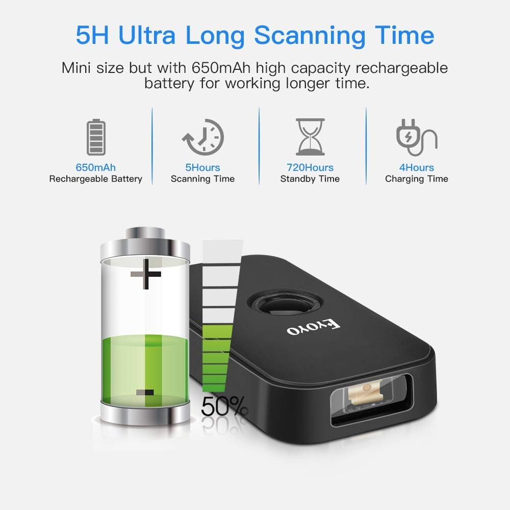 Mini 1D Bluetooth Barcode Scanner, 3-In-1 Bluetooth & USB Wired & 2.4G Wireless Barcode Reader Portable Bar Code Scanning Work with Windows, Android, Ios, Tablets or Computers