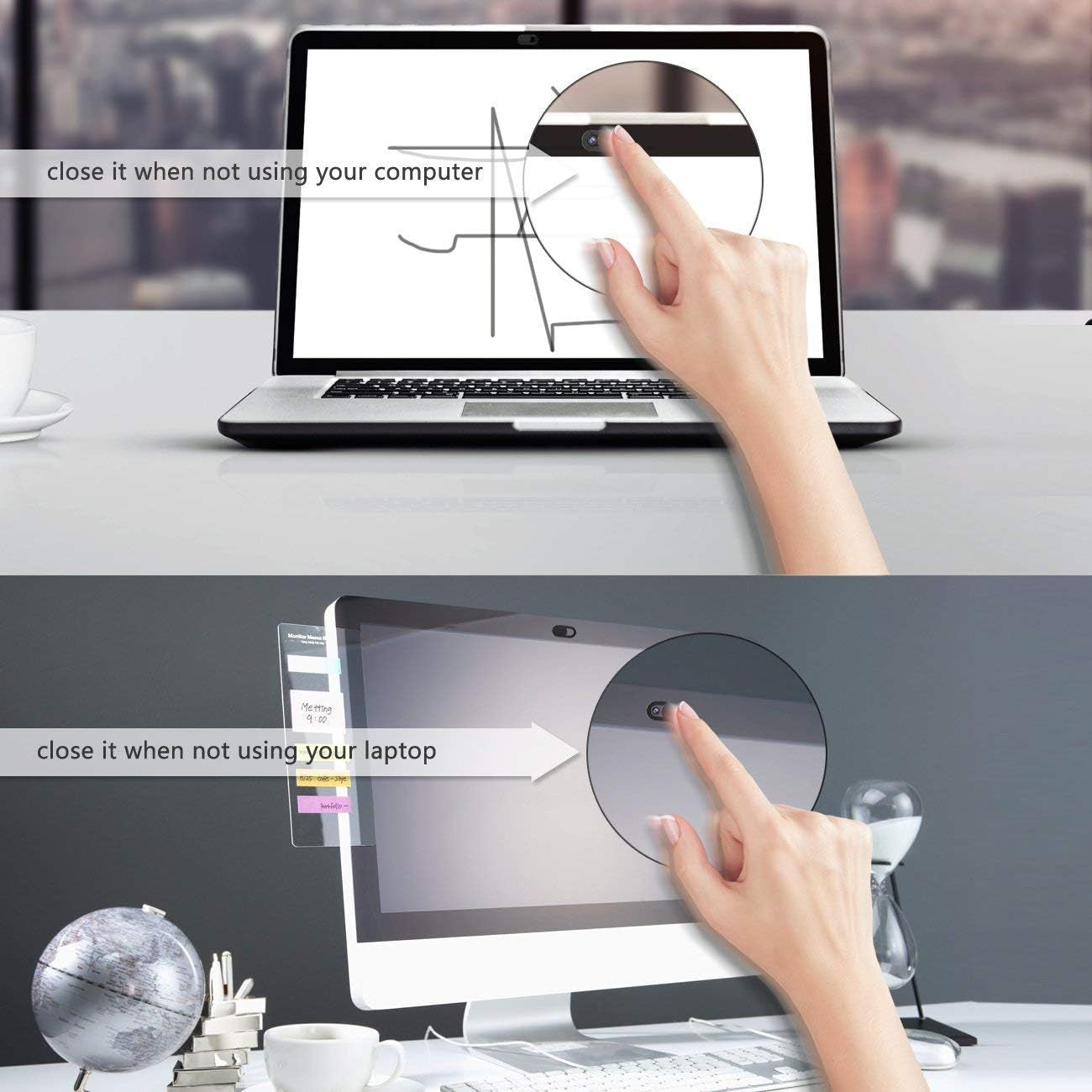 Webcam Cover, Webcam Cover Slide Compatible for Laptop, Desktop, PC, Macbook Pro, Imac, Mac Mini, Ipad Pro, Smartphone,Protect Your Privacy and Security,Strong Adhesive (Black)