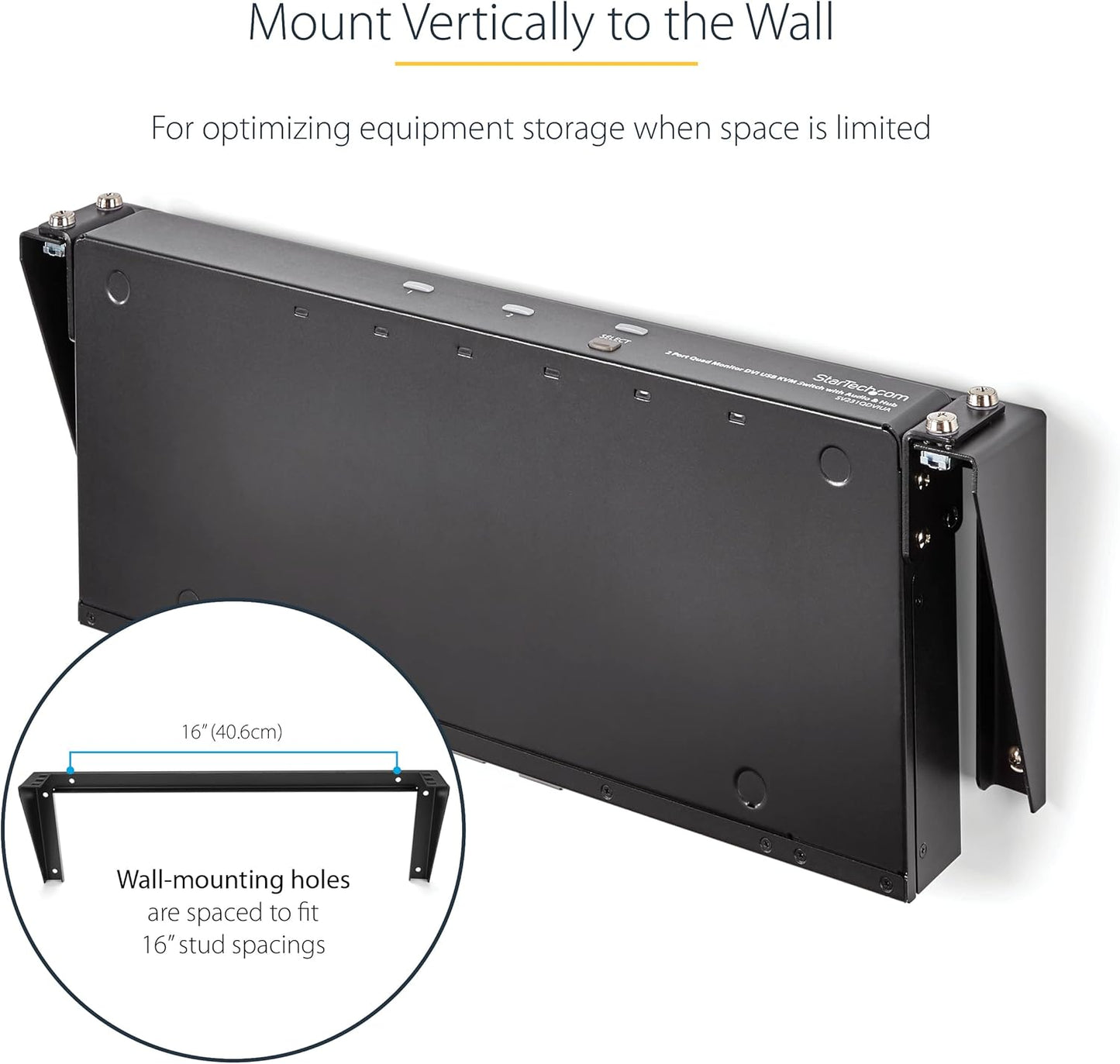 1U Wall Mount Patch Panel Bracket β 19 in β Steel - Vertical Mounting Bracket for Networking and Data Equipment, TAA (RK119WALLV)