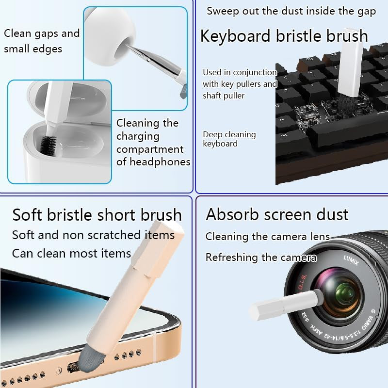 20 in 1 Multifunctional Cleaner Kit for Electronic Devices, Keyboard Cleaning Brush, Headphones Cleaner Kit for Airpods, Multi-Tool for Cleaning Laptop, Keyboard, Earbuds, Camera, Cellphones