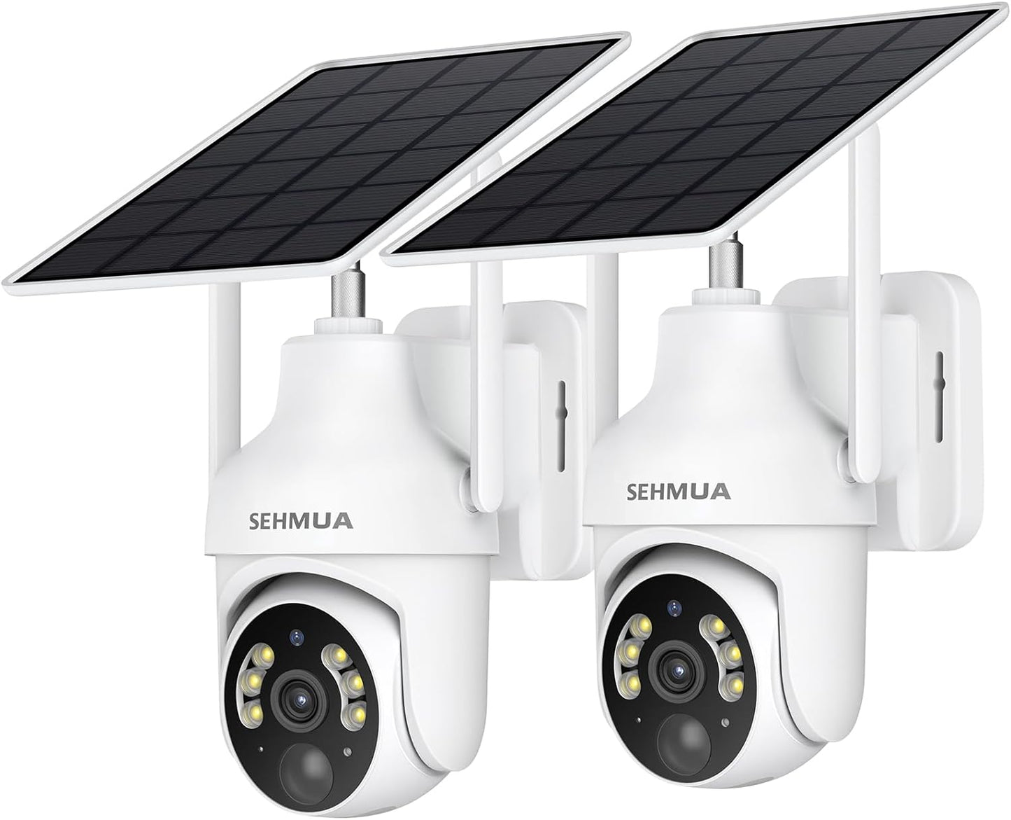 2K Solar Security Cameras Wireless Outdoor, 2 Pack 360Β° View Pan/Tilt Wifi Security Camera outside with Color Night Vision,Easy to Install, PIR Alarm, 2-Way Audio