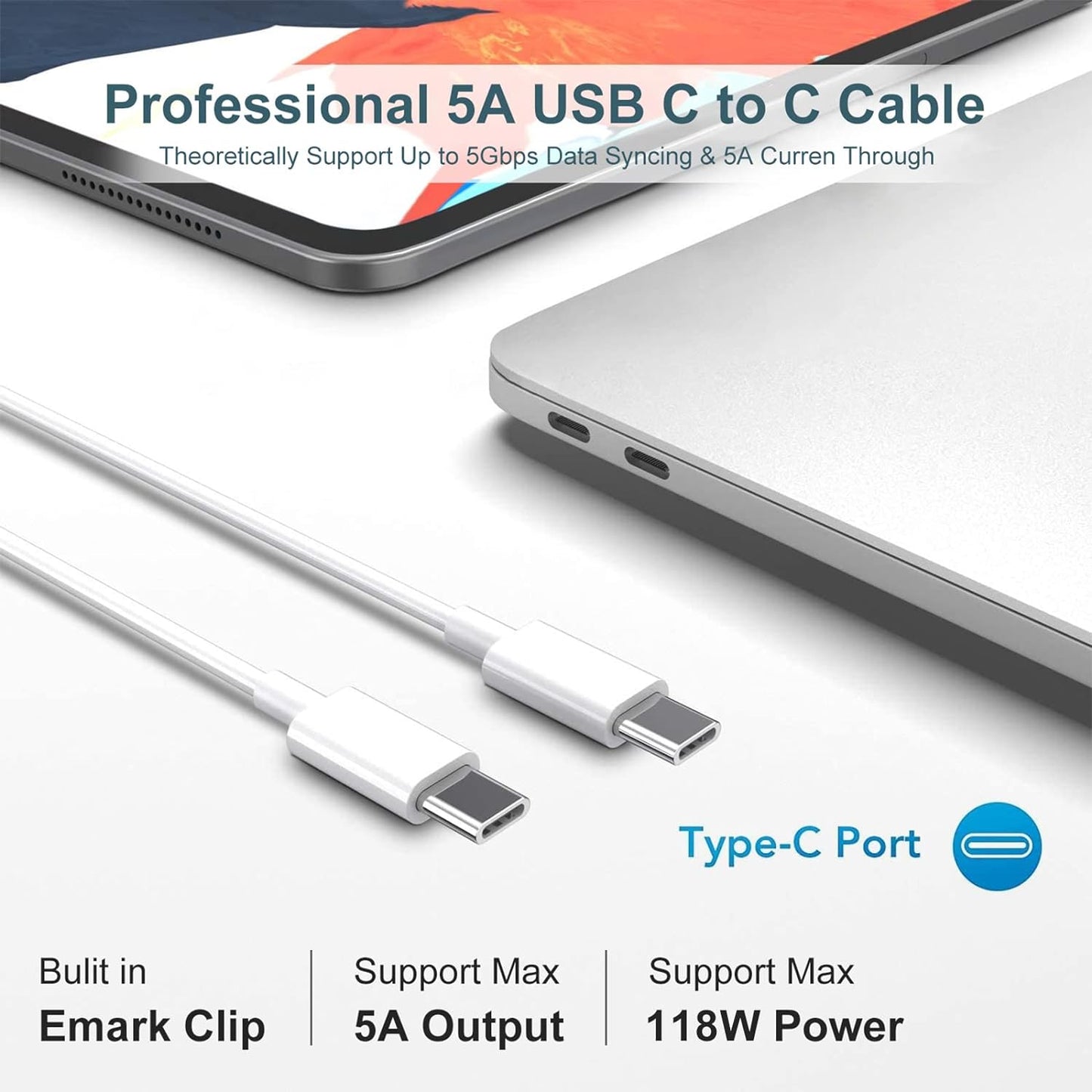 Mac Book Pro Charger - 118W USB C Charger Fast Charger Compatible with Macbook Pro/Air, M1 M2 M3 M4, Ipad Pro, Samsung Galaxy, and More USB-C Devices(6.6 Ft Cable Included)