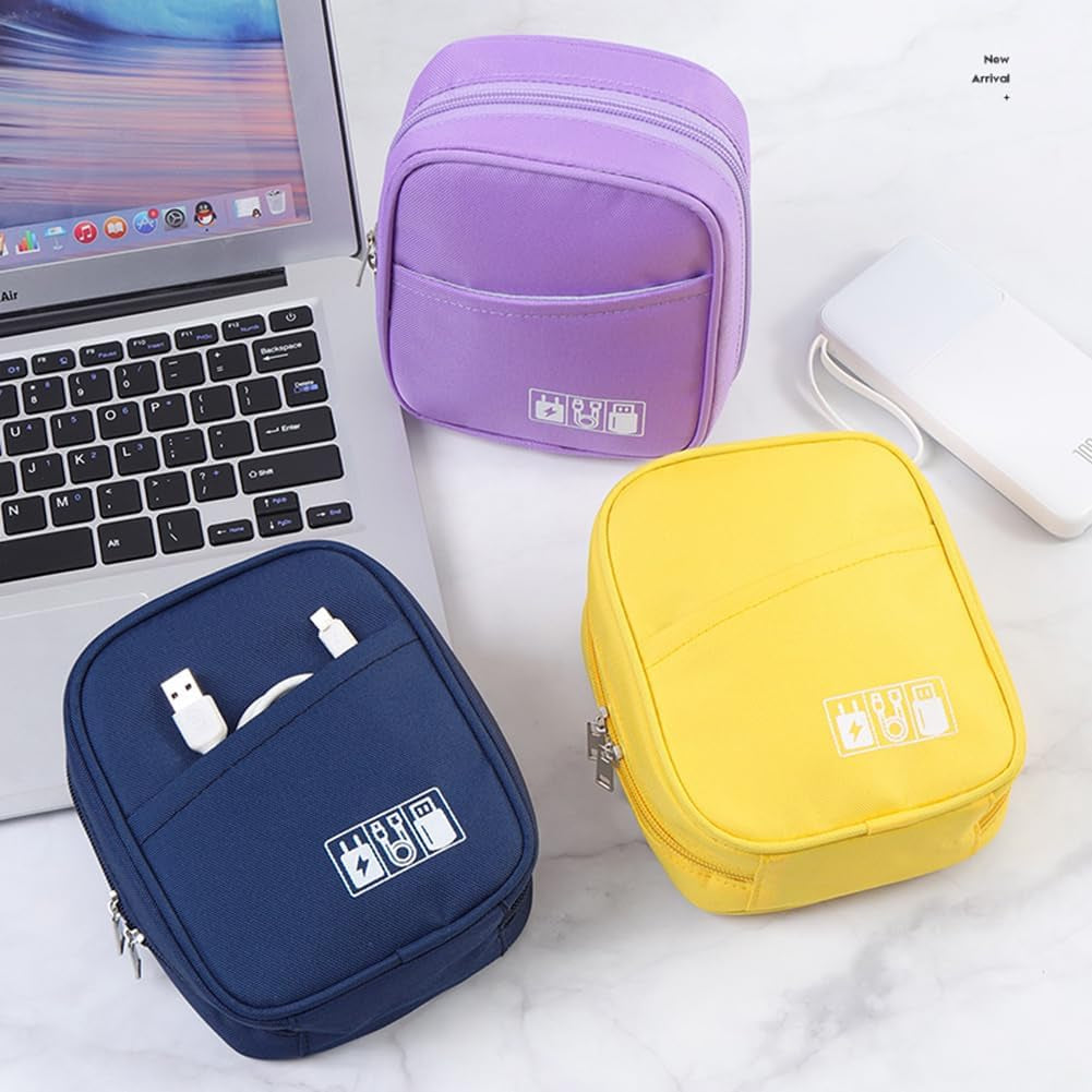 Storage Pouch for Small Electronics and Accessories,Tech Bag,Electronic Organizer Case Compatible with Macbook Laptop Charger,Mouse,Cables,Hub,Power Bank,Earphone,Toiletries Cosmetics (Grey)