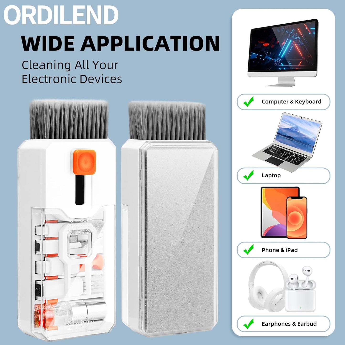 Keyboard Cleaning Kit Laptop Cleaner, 10-In-1 Computer Screen Cleaning Brush Tool, Multi-Function PC Electronic Cleaner Kit Spray for Ipad Iphone Pro, Earbuds, Camera Monitor, All-In-One with Patent