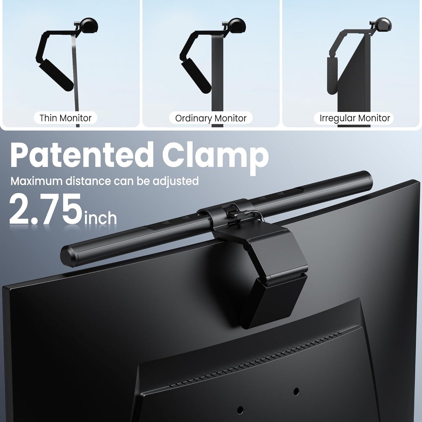 Computer Monitor Lamp, Screen Monitor Light Bar for Eye Caring, USB Reading LED Task Lamp with Auto-Dimming, Dimmable Light Bar, Touch Control, No Glare Space Saving Home Office Desk Lamps
