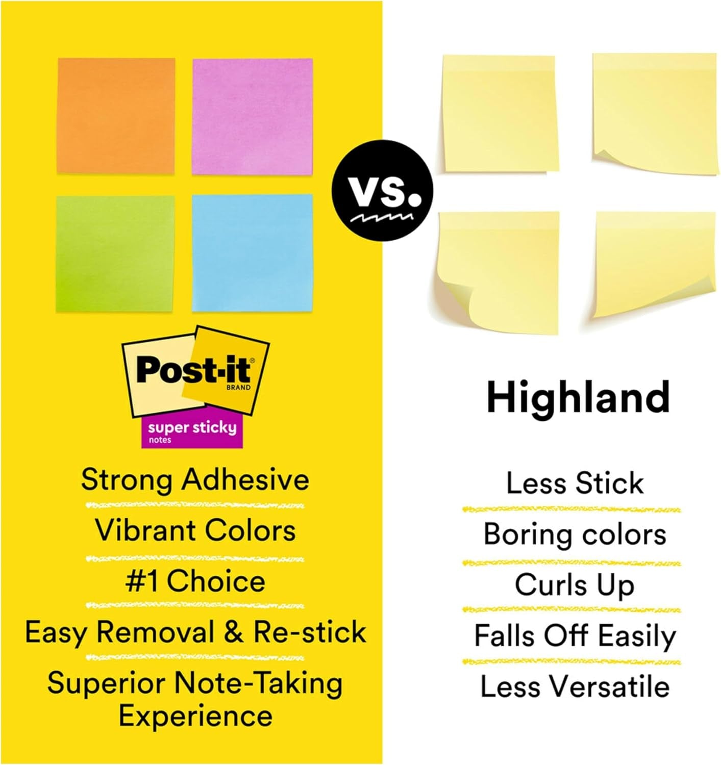 Super Sticky Notes, 24 Sticky Note Pads, 3 X 3 In., School Supplies, Office Products, Sticky Notes for Vertical Surfaces, Monitors, Walls and Windows, Energy Boost Collection