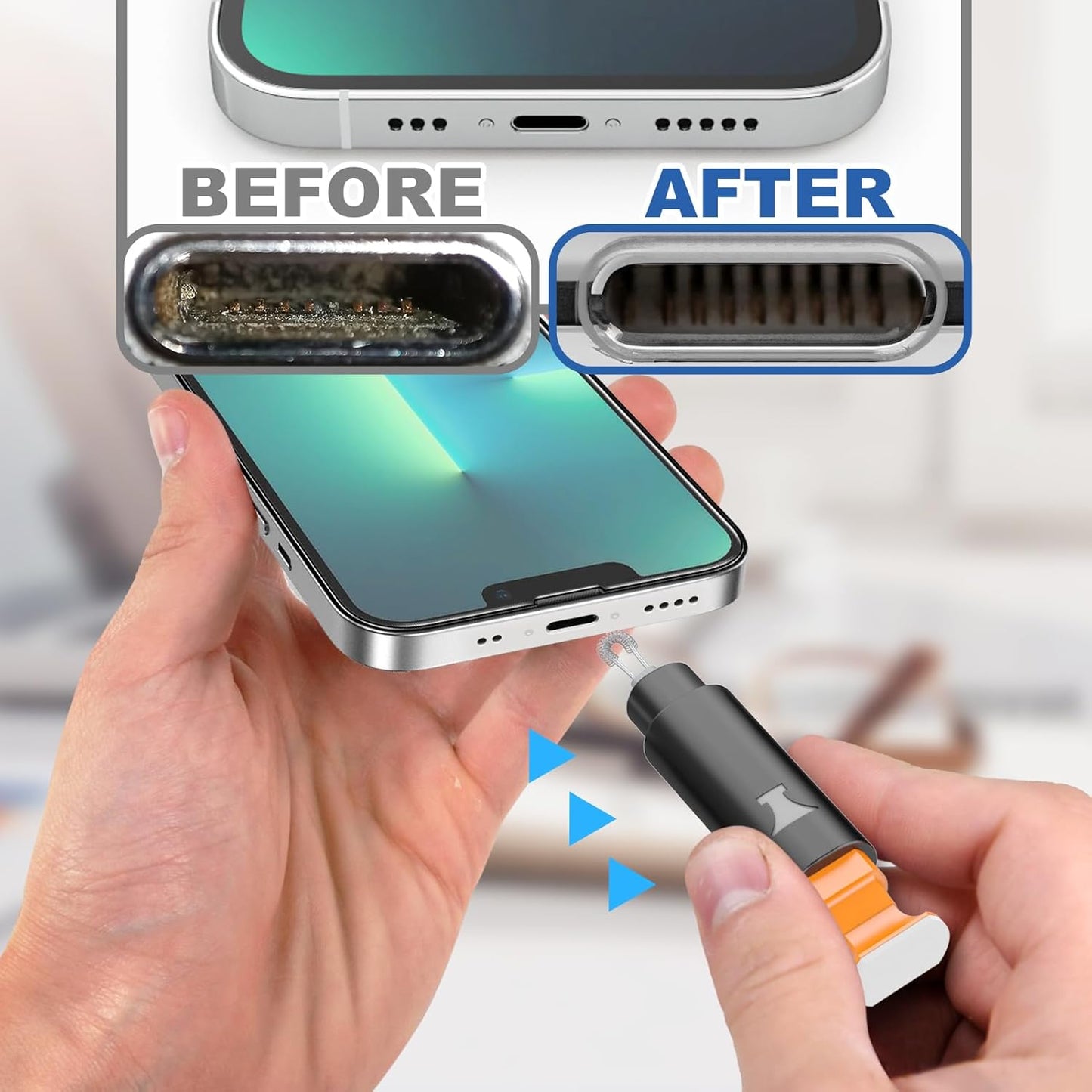 for Iphone Cleaning Kit for Charging Port Cleaner, Cleaner Kit for Airpod Multi-Tool Iphone Cleaner Repair Lightning Cable for Ipad Connector Airpod Speaker Compact Portable with Storage Case