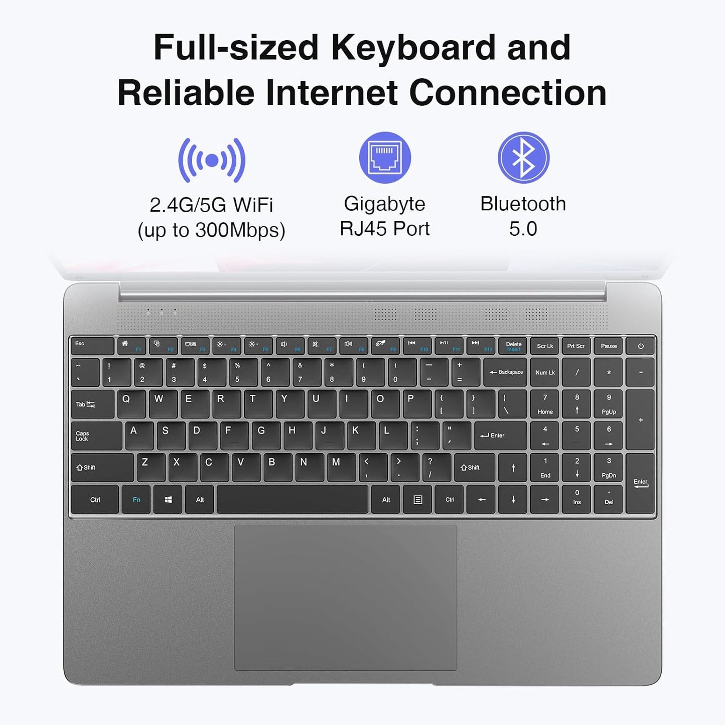 15.6" Windows 11 Laptop, Intel Core I3-5005U, 16GB RAM, 512GB SSD, FHD IPS Display, 2.4G/5G Wifi, BT5.0, RJ45, Webcam, Long Battery Life - for Work, Study, and Entertainment