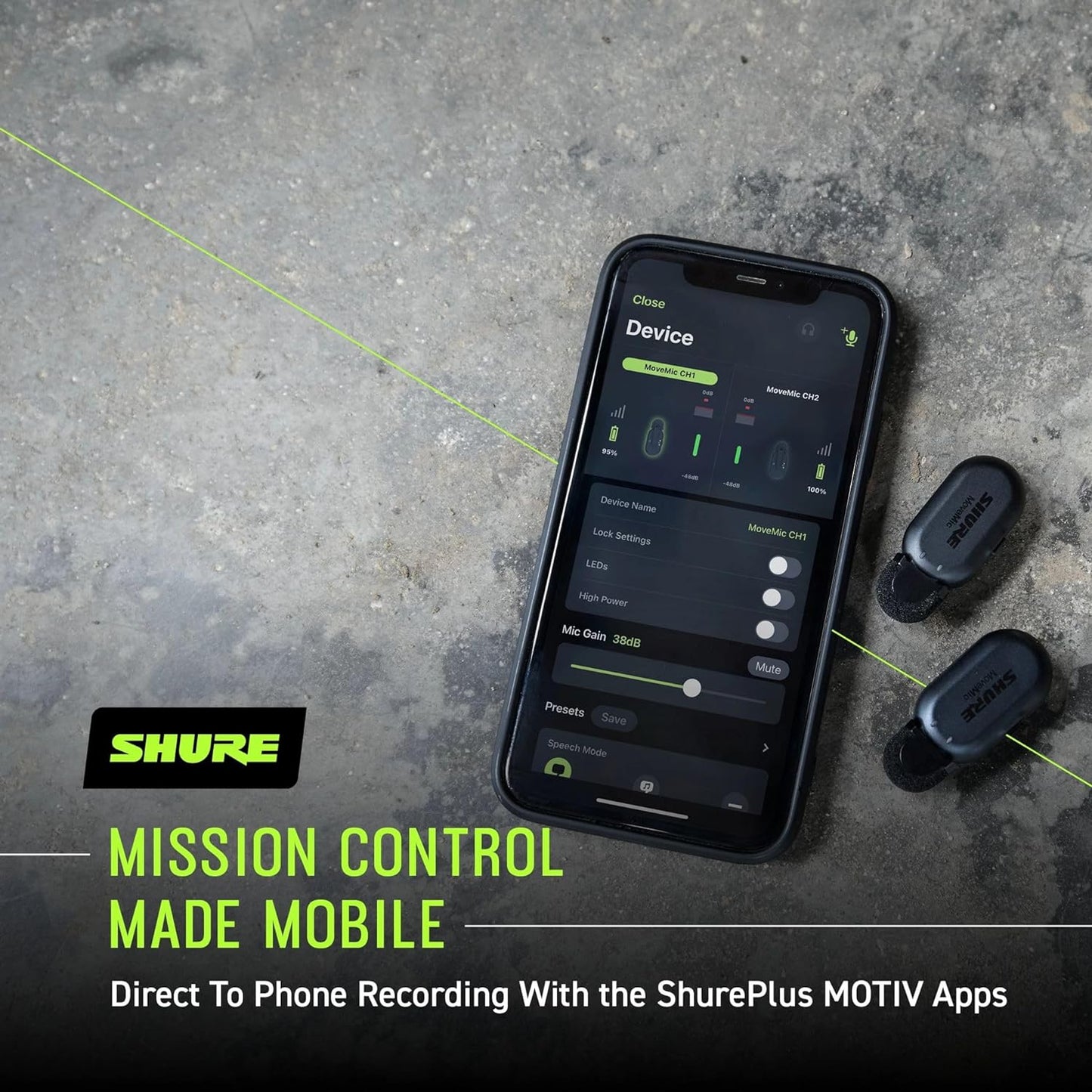 Movemic One - Pro Direct to Phone Wireless Lavalier Microphone for Iphone & Android, Bluetooth Mini Mic, 24 Hours Charge, Quick Set Up, IPX4, Compact & Portable Clip Lav (MV-ONE-Z7)