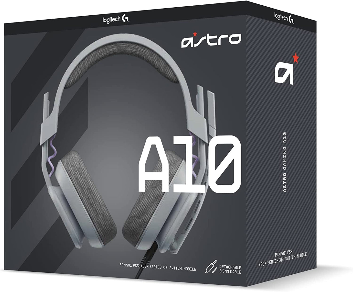 Logitech G Astro A10 Gen 2 Cross-Platform Wired Gaming Headset for Playstation 5/4, Xbox S|X, Nintendo Switch, PC: 3.5Mm Headphone Jack, 32Mm Drivers, Flip-To-Mute Mic, Over-Ear - Grey