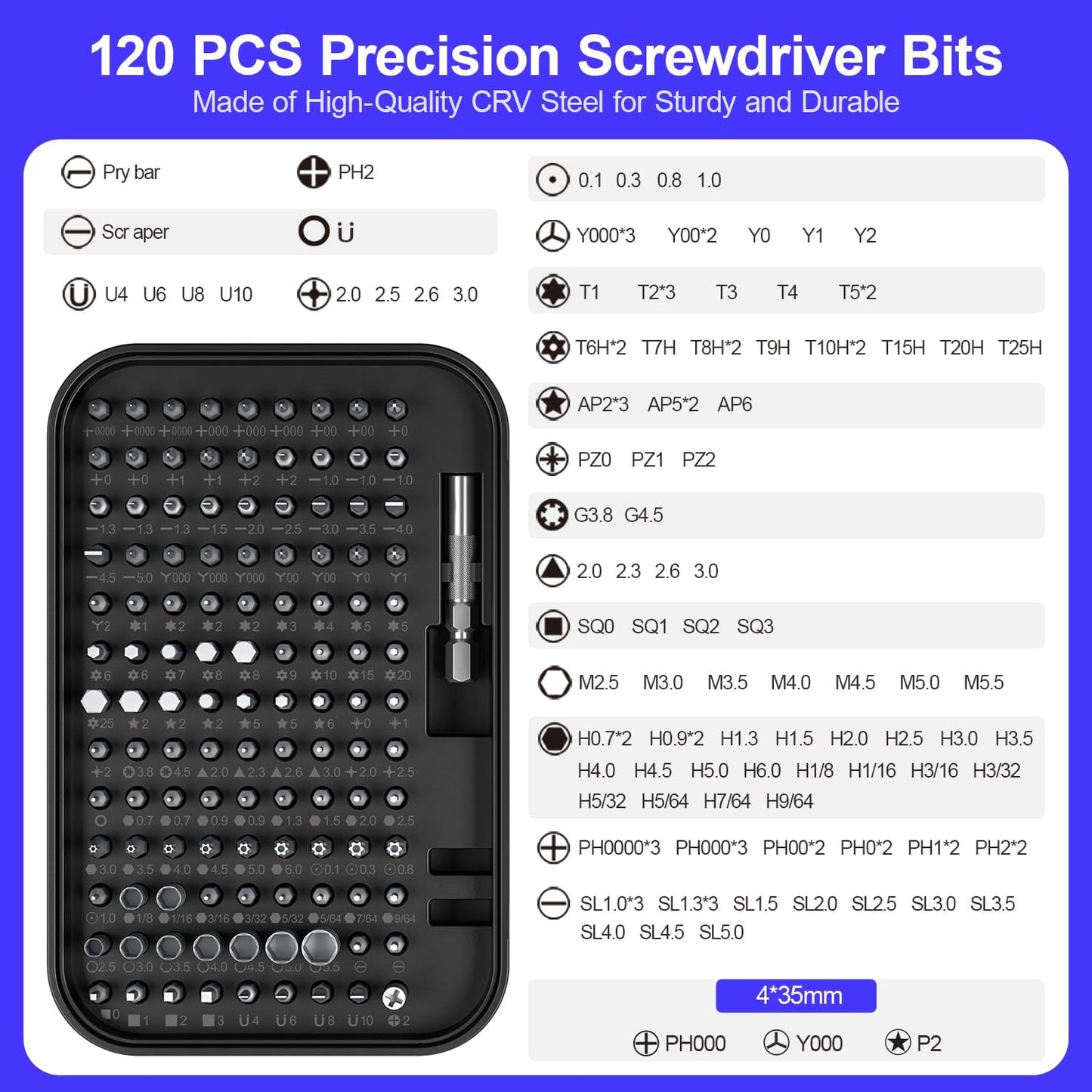 Precision Screwdriver Set, 150 in 1 Electronics Tool Kit with 120 Bits Magnetic Screwdriver Set & 30-Bit Tool Set Handy Repair Tool for Computer Phone Watch Camera Laptop, Black