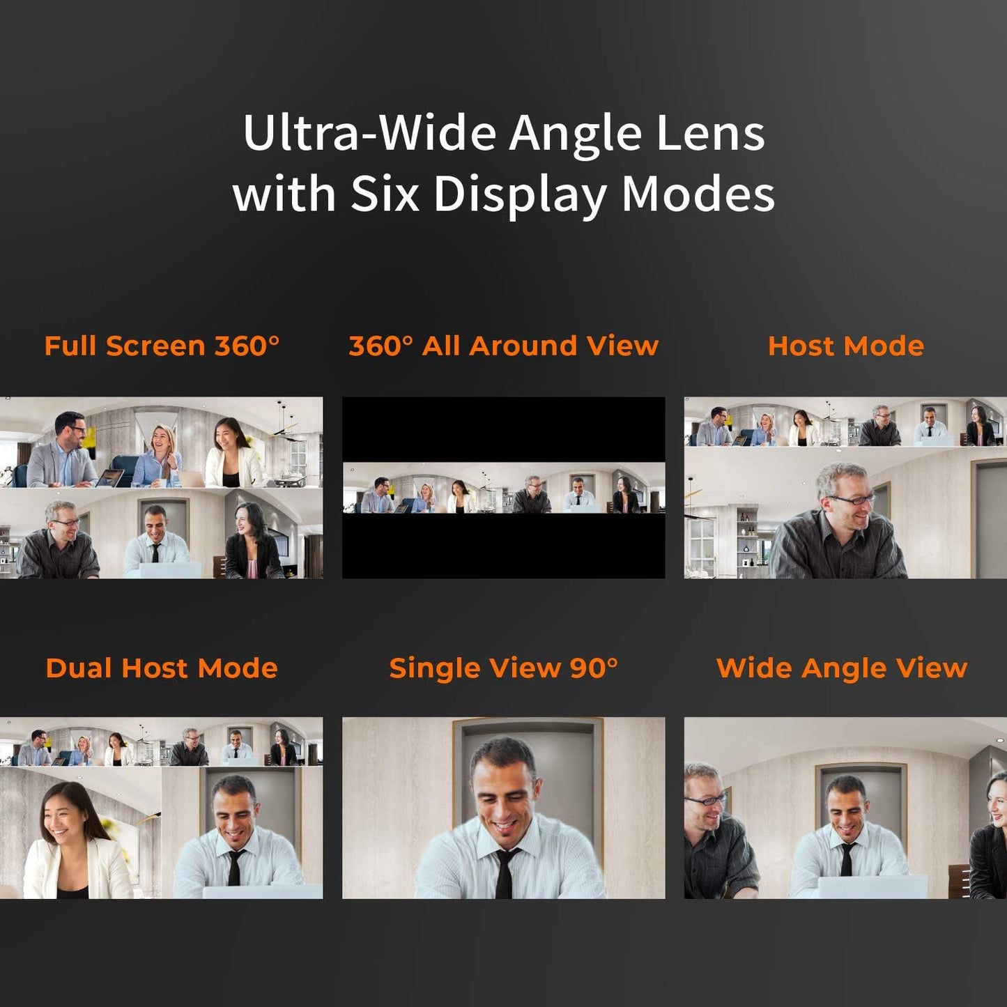 360 Degree All around Meeting Webcam - 1080P HD Video Conference Camera with High Fidelity Microphone, USB-C | for Video Conferencing, Online Classes, and Collaboration (JVCU360)