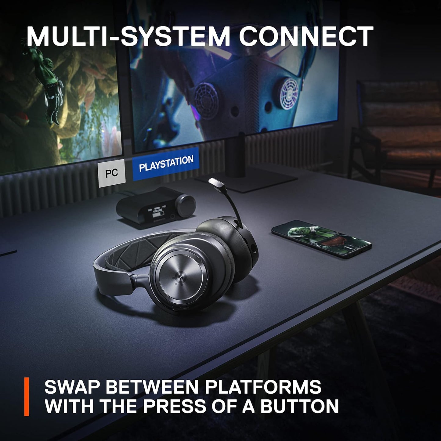 Arctis Nova Pro Wireless Multi-System Gaming Headset - Premium Hi-Fi Drivers - Active Noise Cancellation - Infinity Power System - Stealth Retractable Mic - PC, PS5/PS4, Switch, Mobile