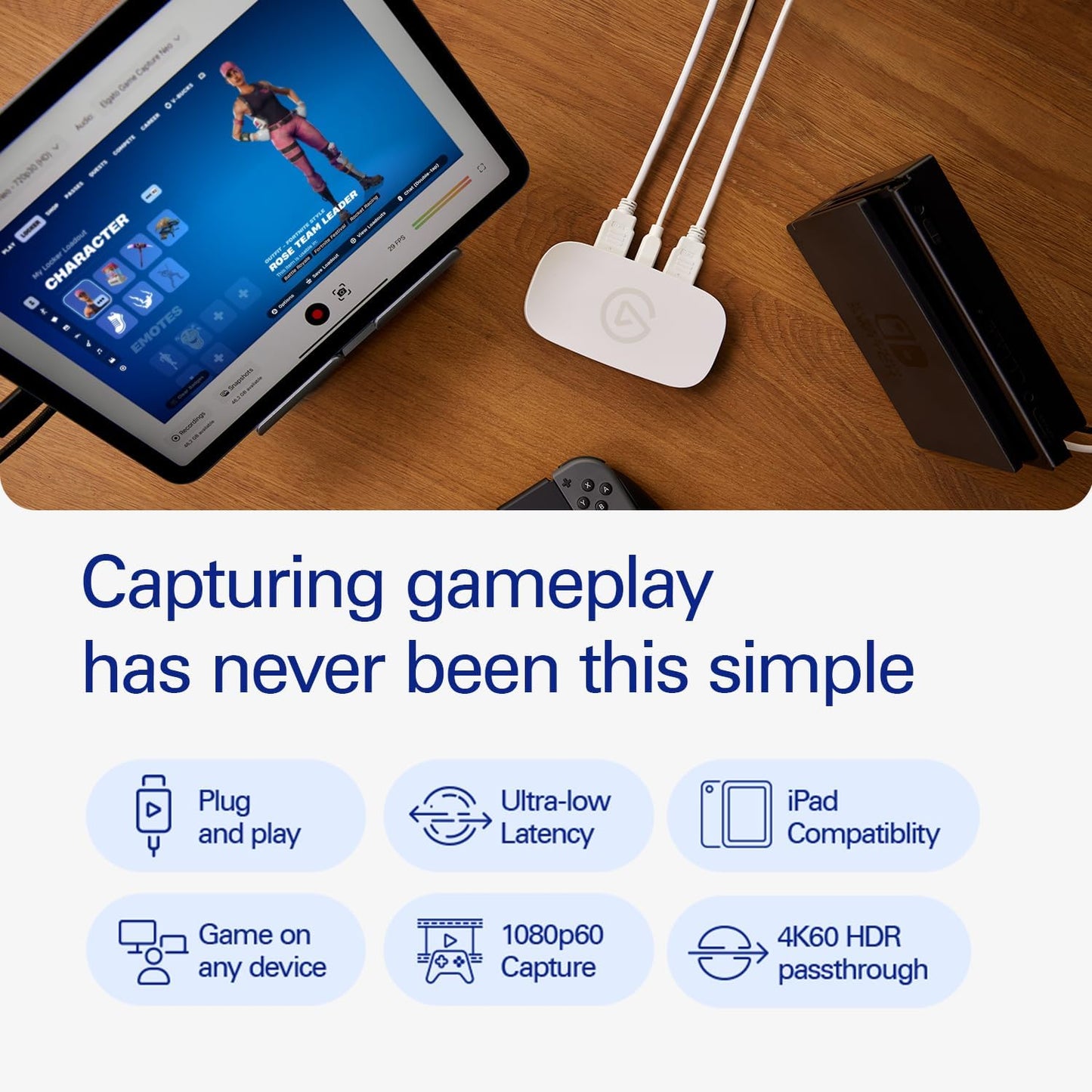 Game Capture Neo β USB Portable Capture Card 4K60 HDR Passthrough, 1080P60 Video Recording β for Ps5/Xbox/Switch/Iphone β in OBS, Quicktime and More - Plug & Play/Works on Laptop, PC, Mac, Ipad