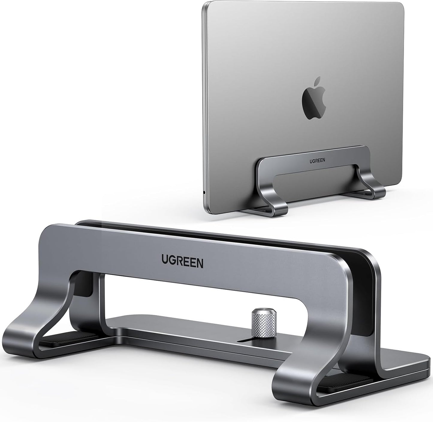 Vertical Laptop Stand Holder for Desk Compatible with Macbook Pro, Macbook Air Stand Vertical Aluminum Adjustable for up to 17.3 Inch Gaming Laptop, Gray
