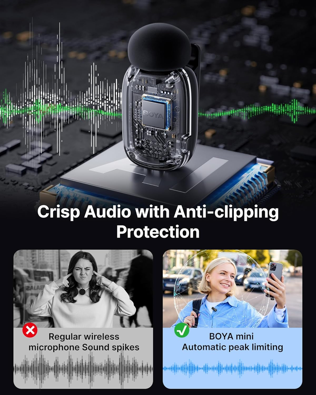 Mini Wireless Lavalier Microphone for Android/Tablets/Pc with USB C Plug,Noise Reduction,30H Battery Life with Charging Case,Ai Voice Changer,Lapel Microphone Wireless for Video Recording Podcast