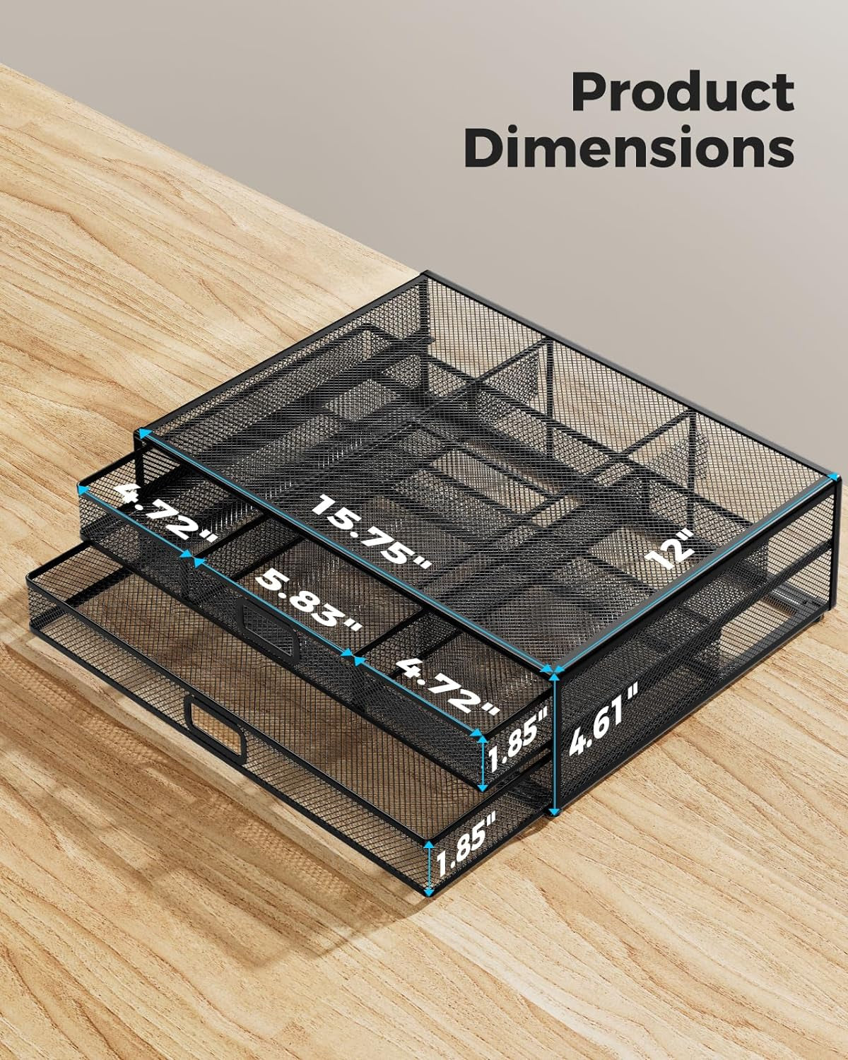 2 Tier Monitor Stand, Metal Monitor Riser with Drawer, Desk Organizer, Monitor Stand with Storage, Desktop Computer Stand for PC, Laptop, Printer