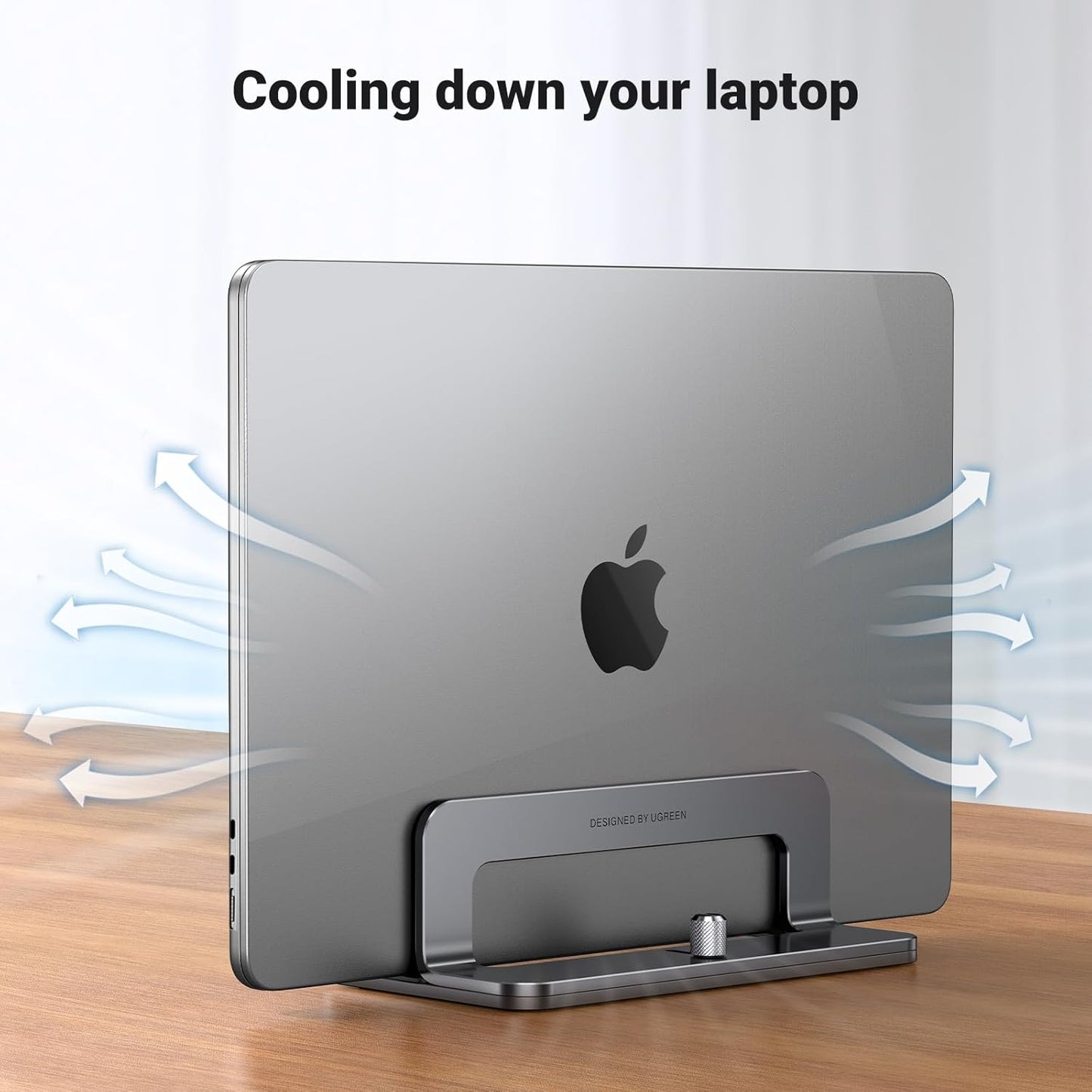 Vertical Laptop Stand Holder for Desk Compatible with Macbook Pro, Macbook Air Stand Vertical Aluminum Adjustable for up to 17.3 Inch Gaming Laptop, Gray