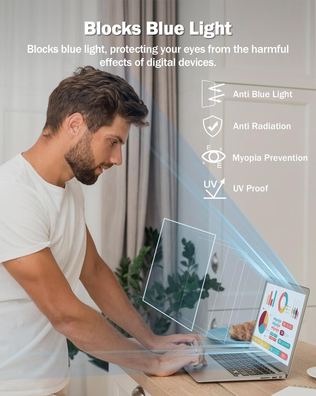 2-Pack 15.6 Inch anti Blue Light Laptop Screen Protector, Eye Protection anti Glare Matte Computer Screen Cover for 15.6" Laptop with 16:9 Aspect Ratio, Reduce Eye Strain and Touch Sensitive