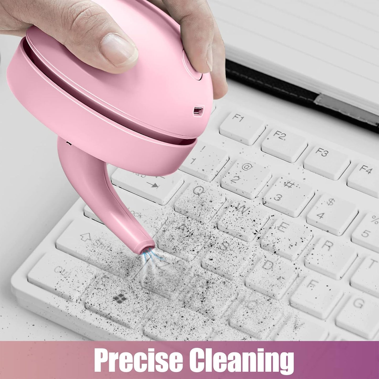 Portable Desktop Vacuum Cleaner, USB Charging, Pink, Best for Cleaning Dust, Crumbs, Piano, Computer, Car Etc.