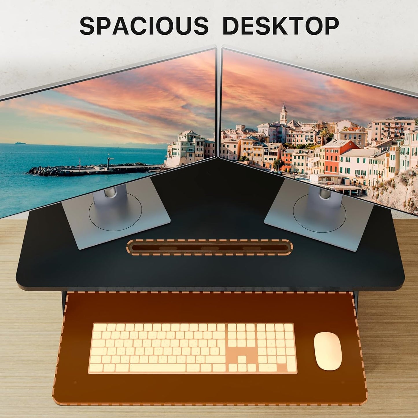 Standing Desk Converter, 32" Wide Height Adjustable Sit Stand up Desk Riser with Keyboard Tray, Desktop Workstation Riser for Home Office Computer Laptop, Particle Board, Black