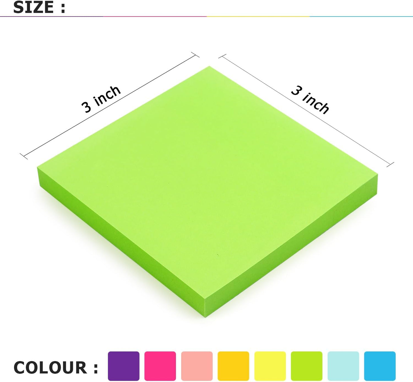 8 Pads Sticky Notes 3X3 Self-Stick Notes 8 Bright Multi Colors Purple Sticky Notes, 85 Sheet/Pad