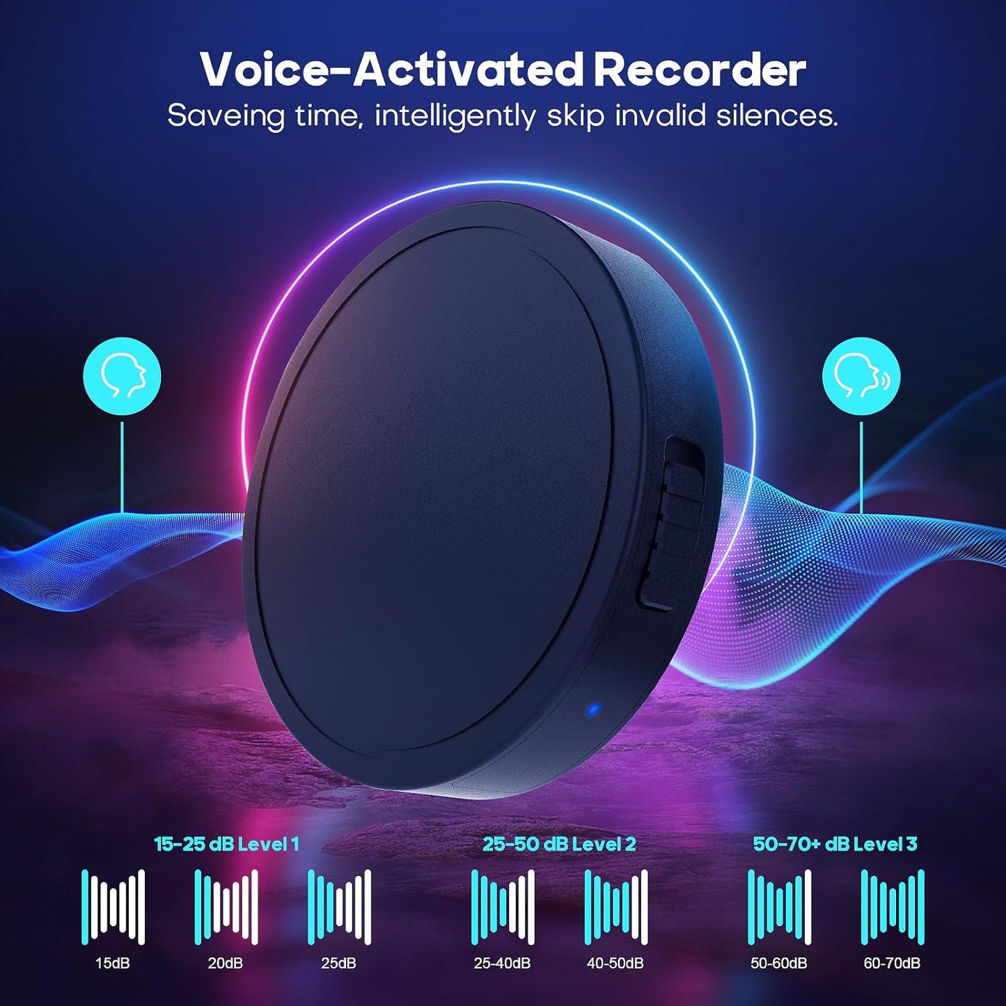 128G (1600 Hour) Magnetic Voice Activated Recorder - Recording Device MP3 Records with 70 Hours Battery Time, USB-C Audio Recorder for Work, Lectures, Meetings, Interviews
