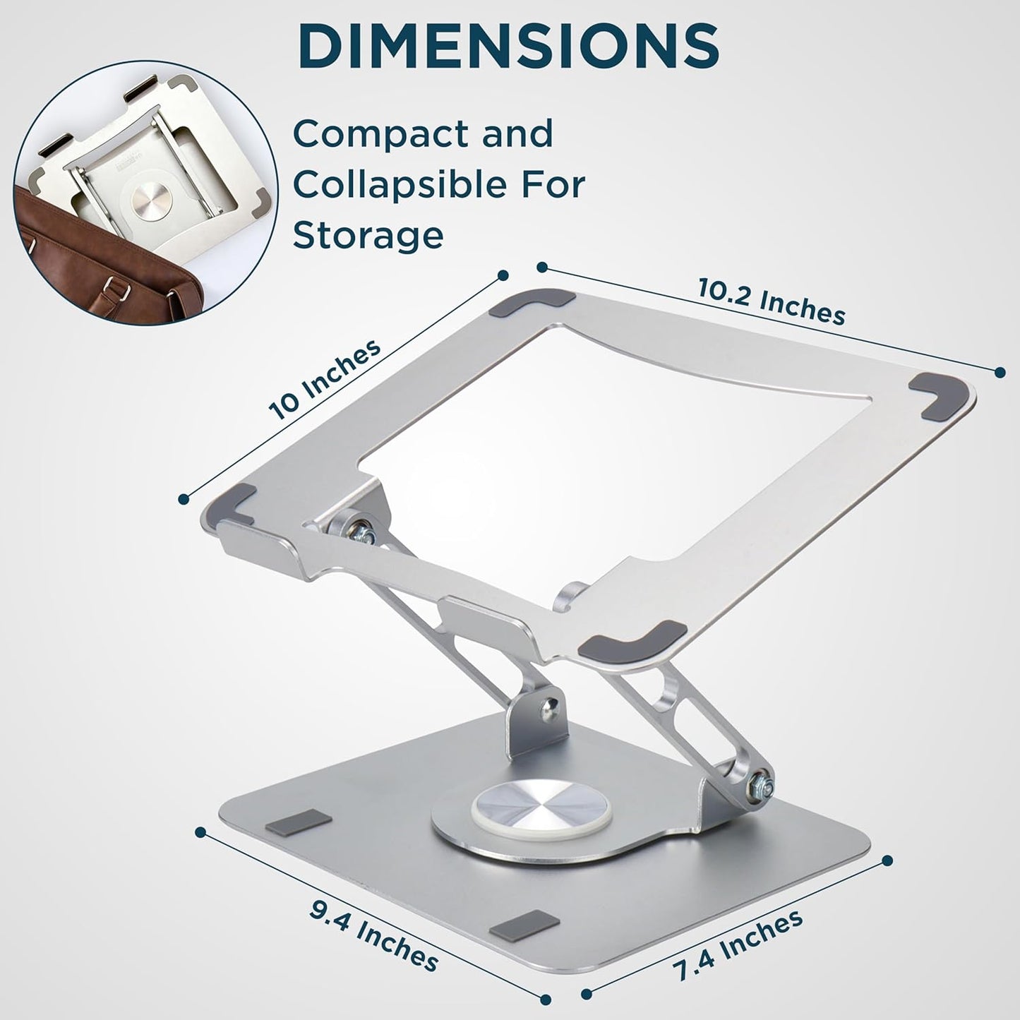 Swivel Laptop Stand for Desk, Adjustable Computer Ipad Stand for Desk W/ 360 Rotation, Portable Laptop Holder for Home Office Ergonomic Supplies