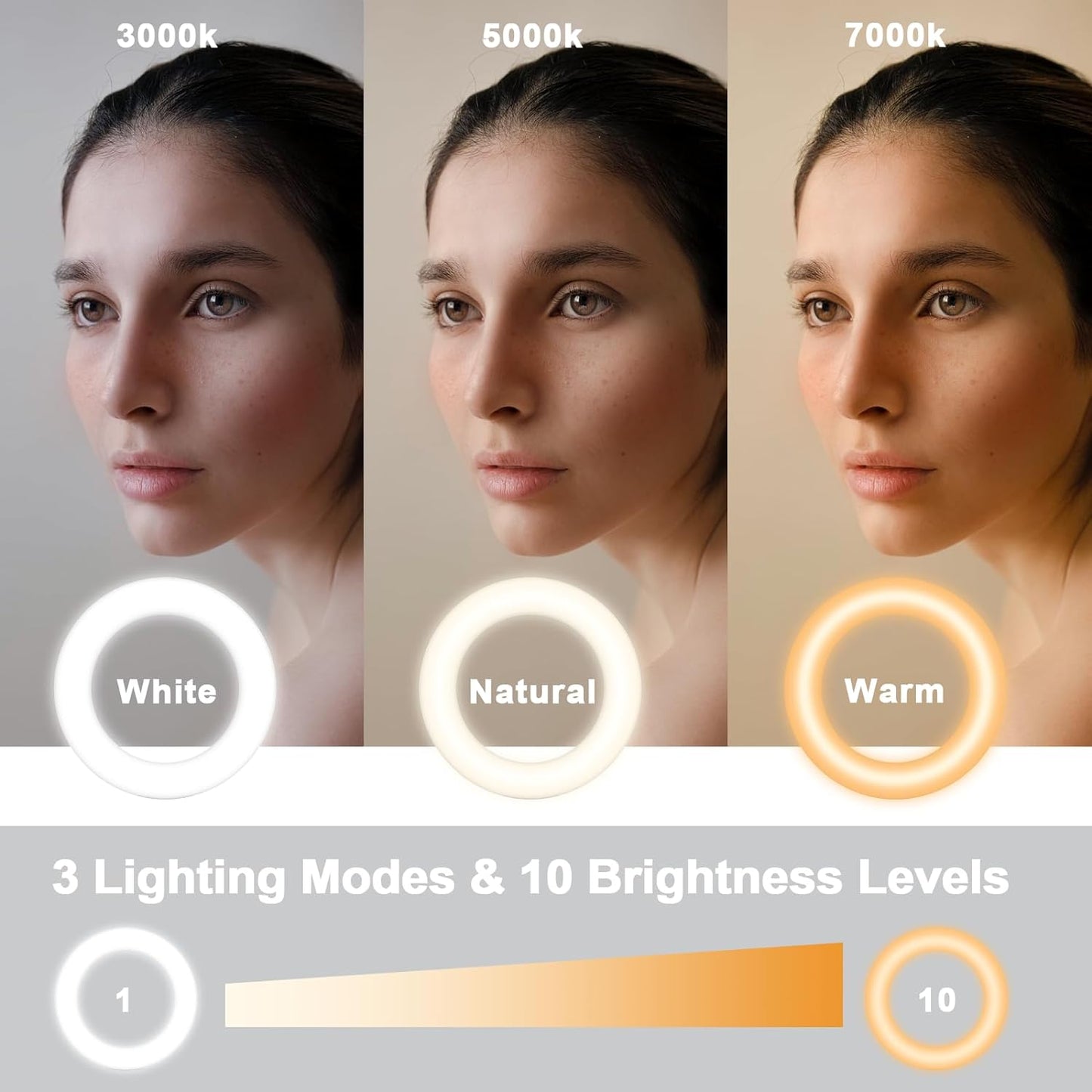 Ring Light Clip on Laptop Monitor, Webcam Light 10 Brightness Level Video Conference Lighting for Remote Working/Zoom Calls/Self Broadcasting/Live Streaming/Video Recording/Tiktok