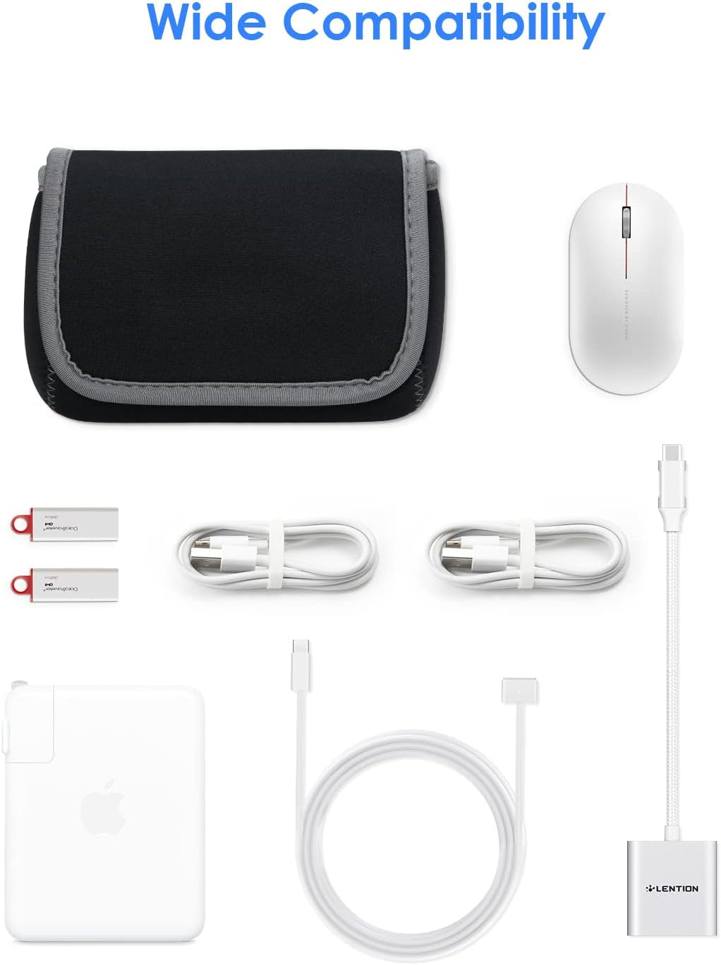 Tech Pouch Storage Small Bag Cases for Accessories Laptop Macbook Power Adapter, Wireless Mouse, Iphone Charger, Cellphone, Power Bank, Cord Travel Cable Electronic Organizer - Dark Gray