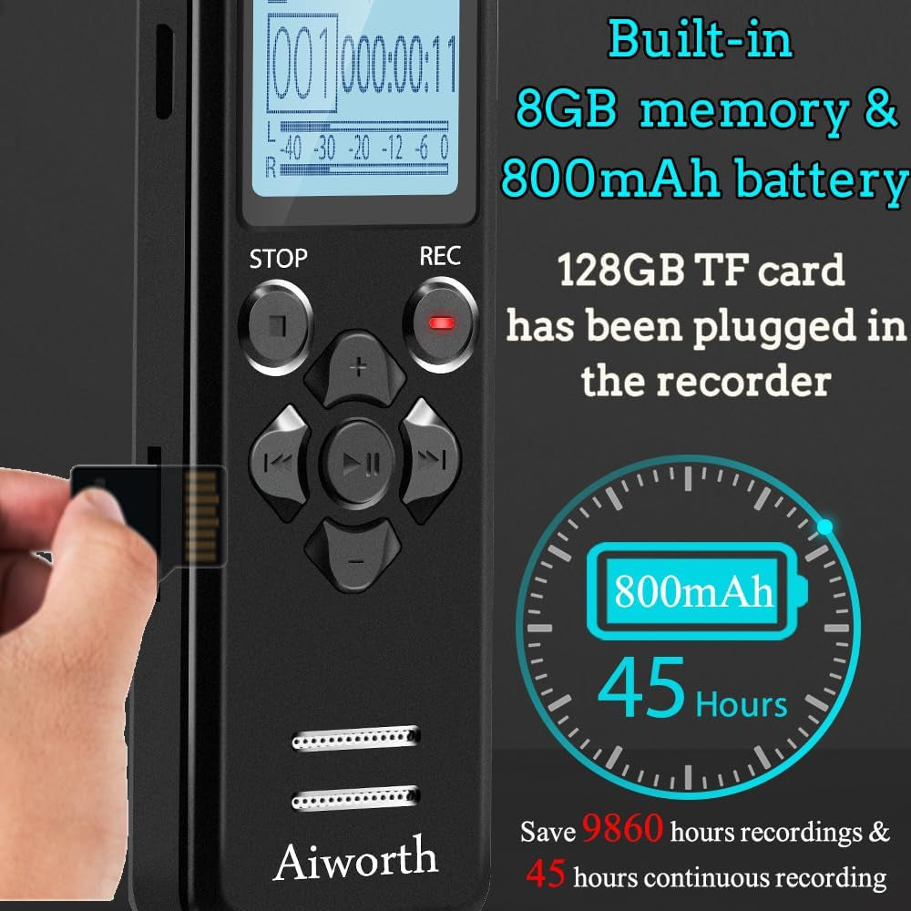 136GB Digital Voice Recorder Voice Activated Recorder for Lectures Meetings - 9860 Hours Sound Audio Recorder Dictaphone Recording Device with Playback,Mp3 Player,Password,Variable Speed.